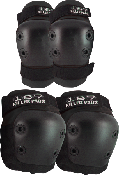 187 Combo Pack Knee and Elbow Pads Set - XS Black for Skateboarding, Cycling, Rollerblading & Extreme Sports Protection
