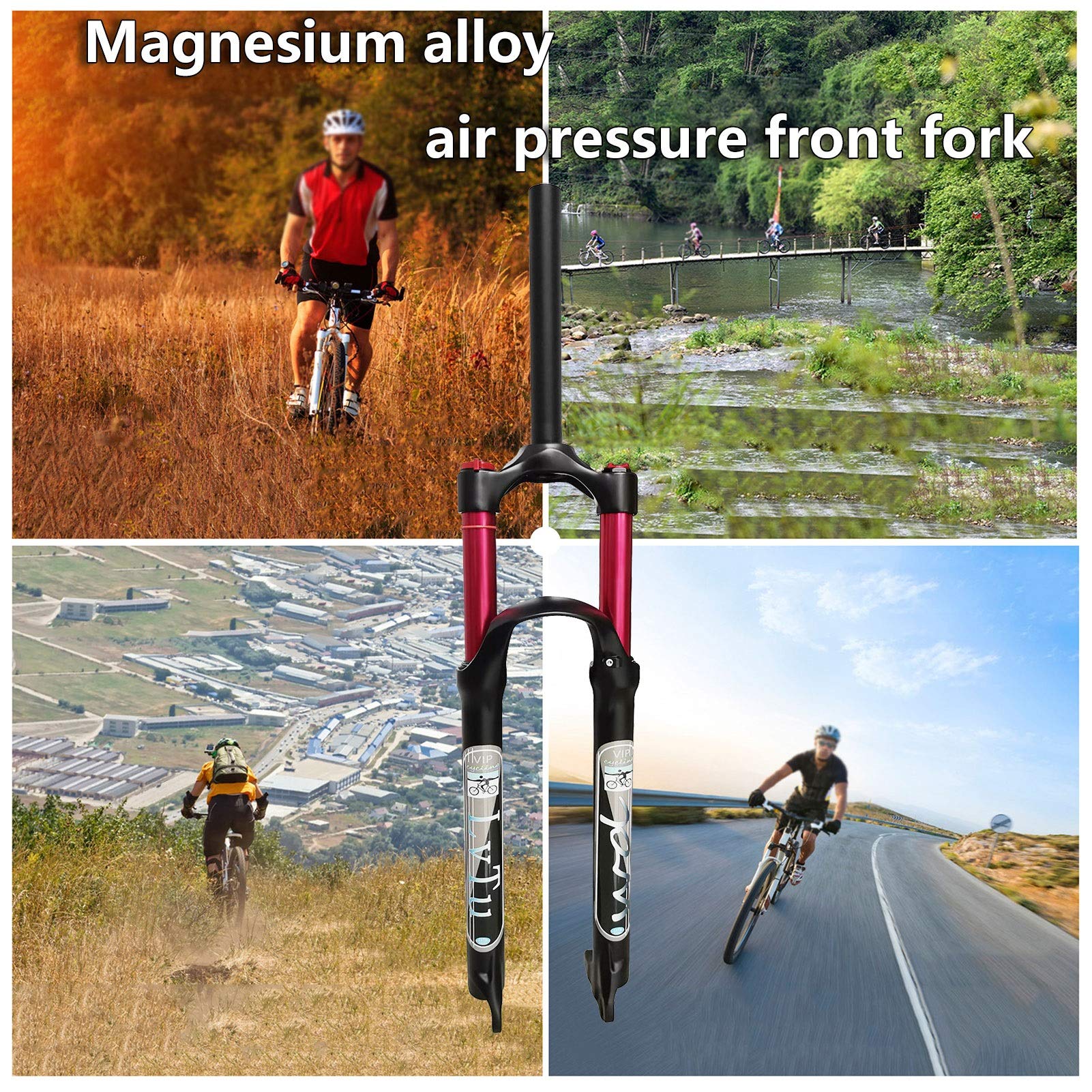 Premium 26/27.5/29 Inch Magnesium Alloy MTB Suspension Fork - 140mm Travel Air Shock Absorber with Straight Tube Steerer (QR21) for Mountain Biking & Trail Adventures