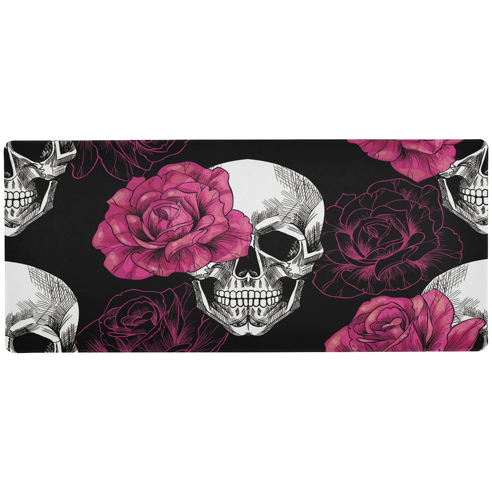 Large Skull Gaming Mouse Pad (35.4x15.7x0.12In) - Extended Non-Slip Rubber Base Desk Mat for PC, Laptop, Office & Home Use - Perfect for Gamers, Programmers & Office Workers