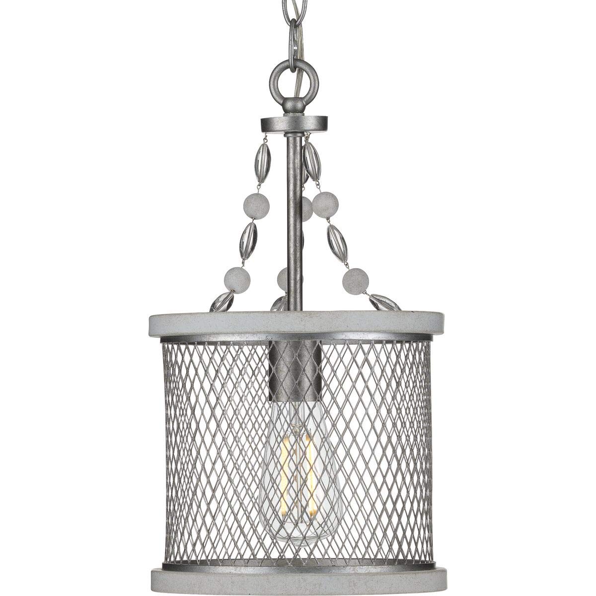 Progress Lighting Austelle Collection 1-Light Farmhouse Pendant Light in Galvanized Metal - Perfect for Kitchen Island, Dining Room & Rustic Home Decor