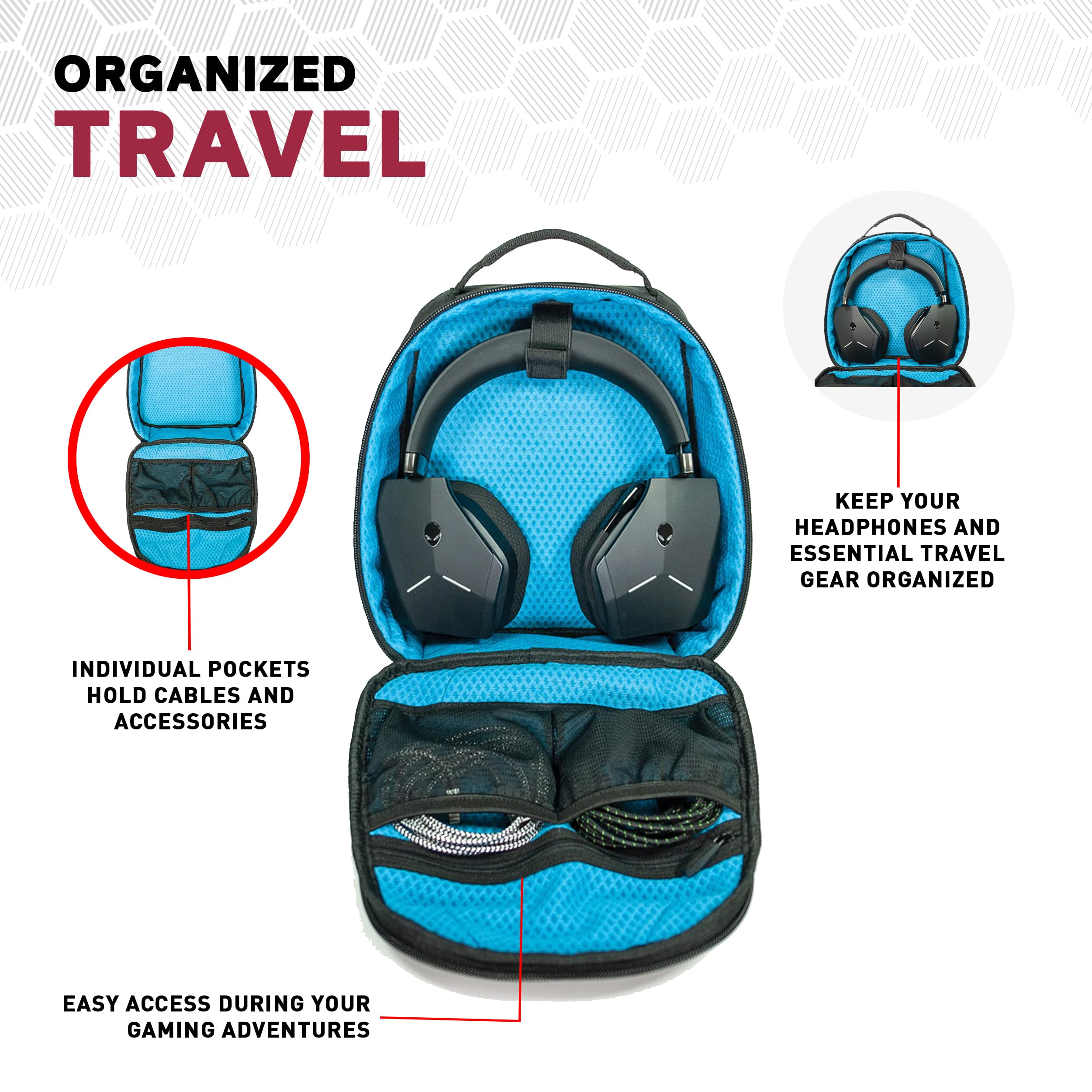 Premium Gaming Headphone Travel Case - Compatible with Alienware AW988, AW510H & AW310H Headsets - Durable Black Carrying Pouch for Gaming Gear Protection - Perfect for Travel, LAN Parties & Esports Events