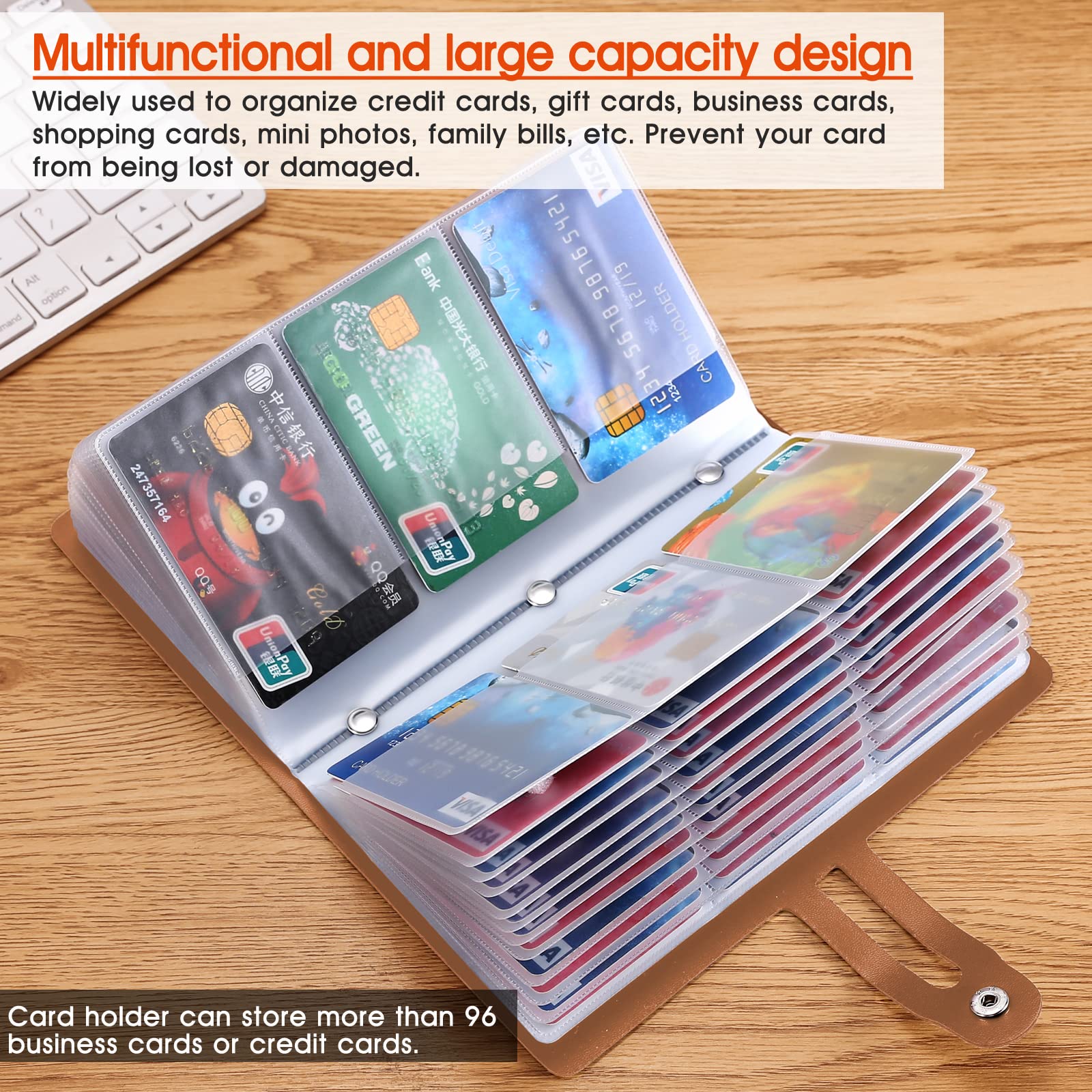 Premium RFID Blocking Business Card Holder for Women - 96 Card Slots Organizer with Secure Storage | Professional Name Card Case for Office, Networking Events & Travel | Protects Against Loss, Damage & Identity Theft