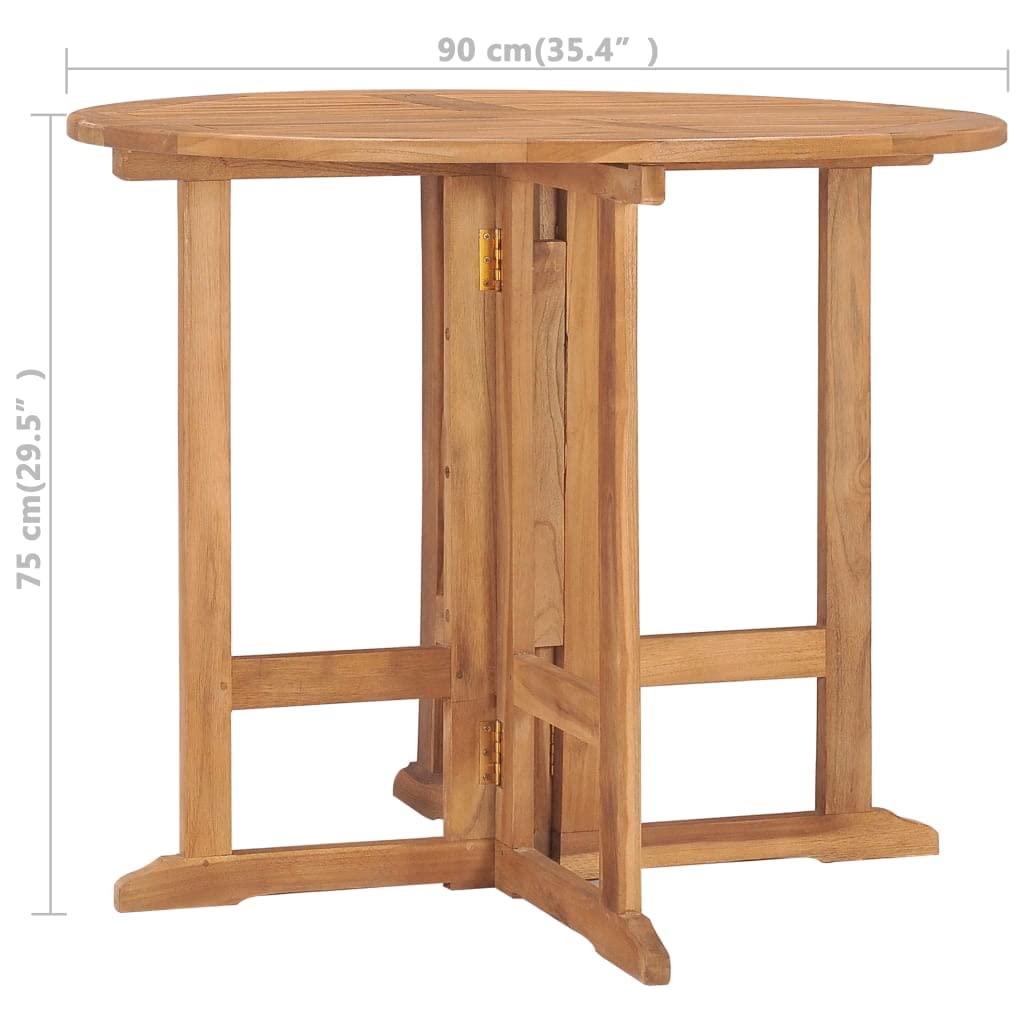 Solid Teak Wood Folding Patio Dining Table - 35.4