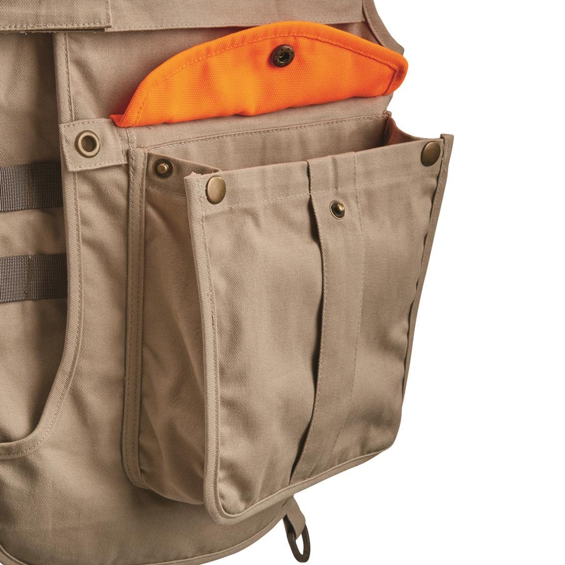 Guide Gear Men's Upland Hunting Vest - Orange Bird Hunting Vest with Back Game Pouch for Pheasant, Quail & Grouse Hunting | Durable Field Vest for Outdoor Sports & Birdwatching
