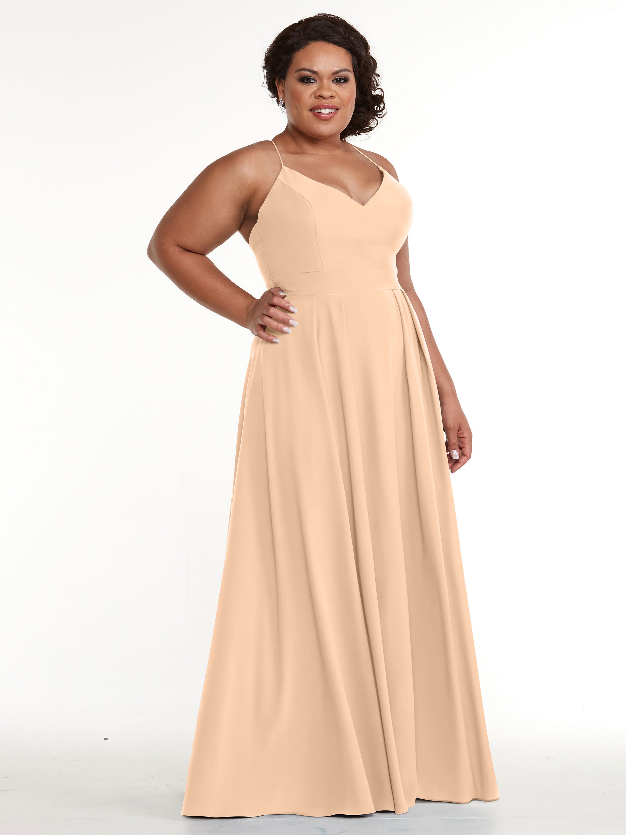 Elegant 83027 Stretch Chiffon A-Line Bridesmaid Dress with Pleats - Perfect for Weddings, Formal Events & Special Occasions