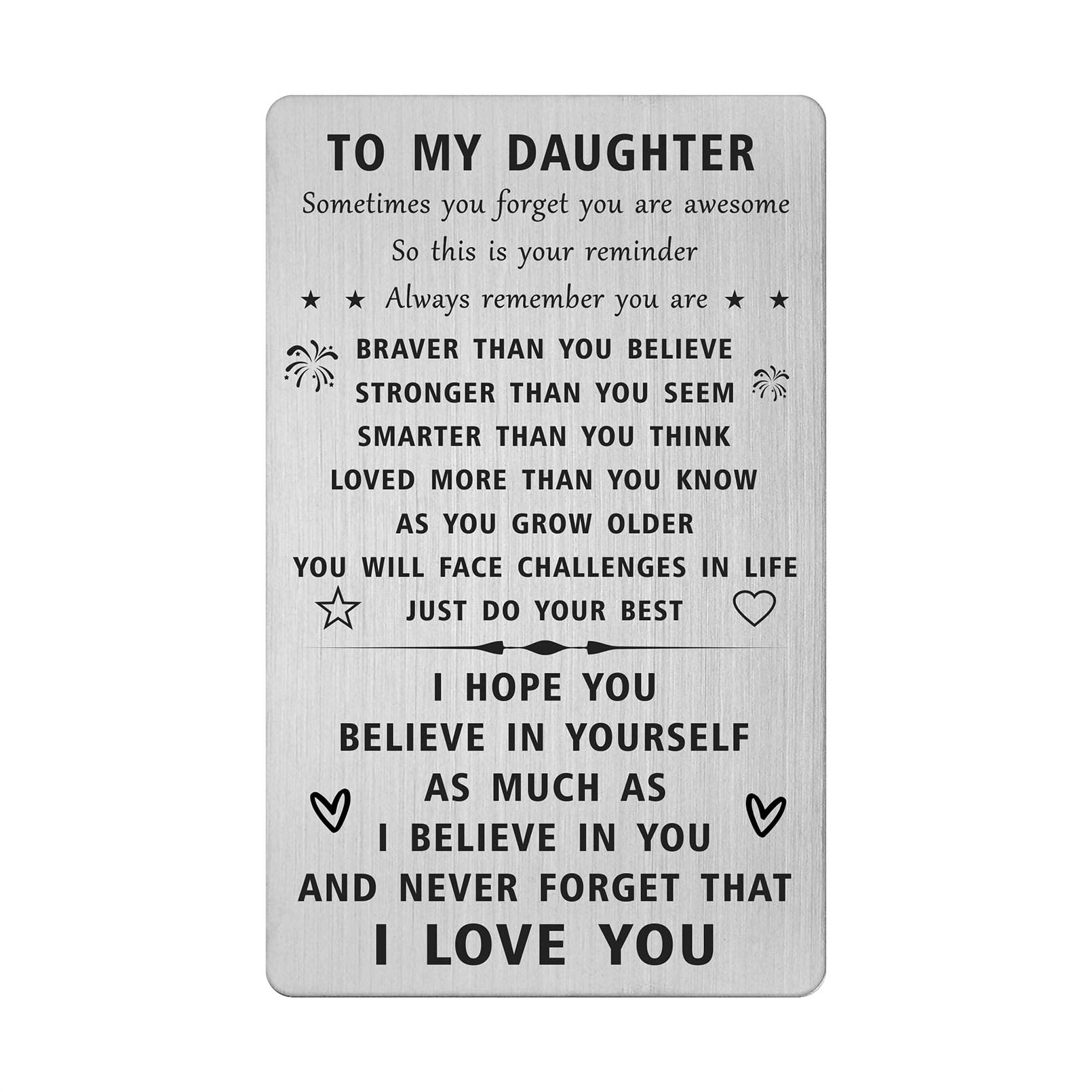 SOUSYOKYO Personalized 'To My Daughter' Gift - Unique Birthday, Graduation, Christmas & Valentine's Day Present for Daughter from Mom or Dad - Heartwarming Keepsake for Special Occasions