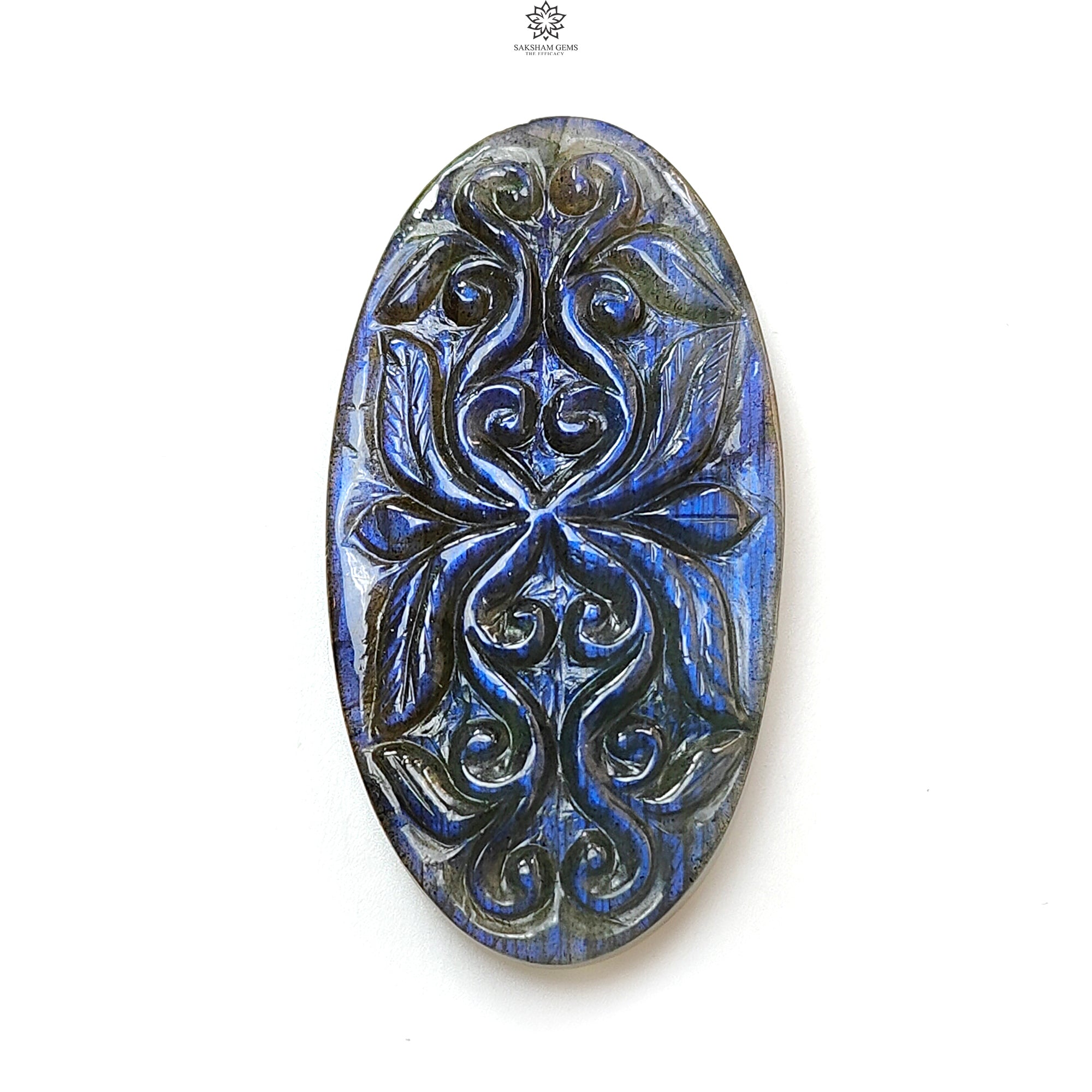 Natural Blue Labradorite Gemstone Carving - Untreated Fire Labradorite February Birthstone, Handcrafted Oval Shape (1pc) | Perfect for Jewelry Making, Crystal Healing & Spiritual Gifts