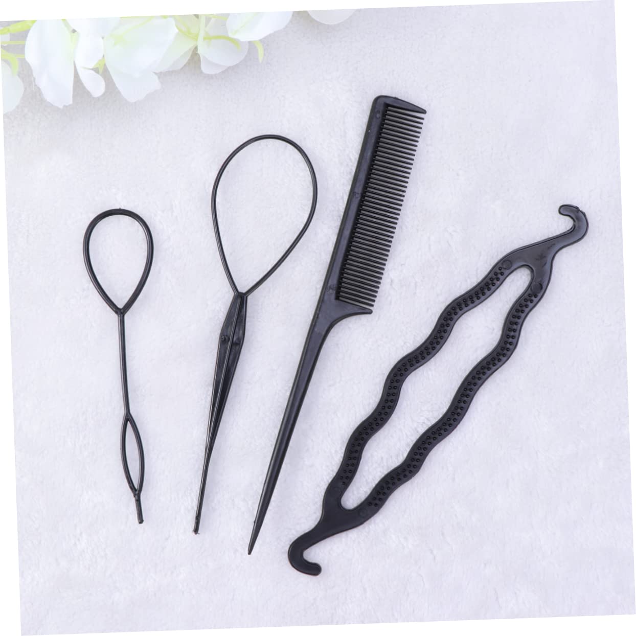 FRCOLOR Lightweight 4-in-1 Hair Clip Holder & Ponytail Maker Kit - Hair Bun Maker, Braid Hairstyle Tool, Styling Accessories for Women (Black) - Perfect for Salon, Home Use & Travel Hair Styling