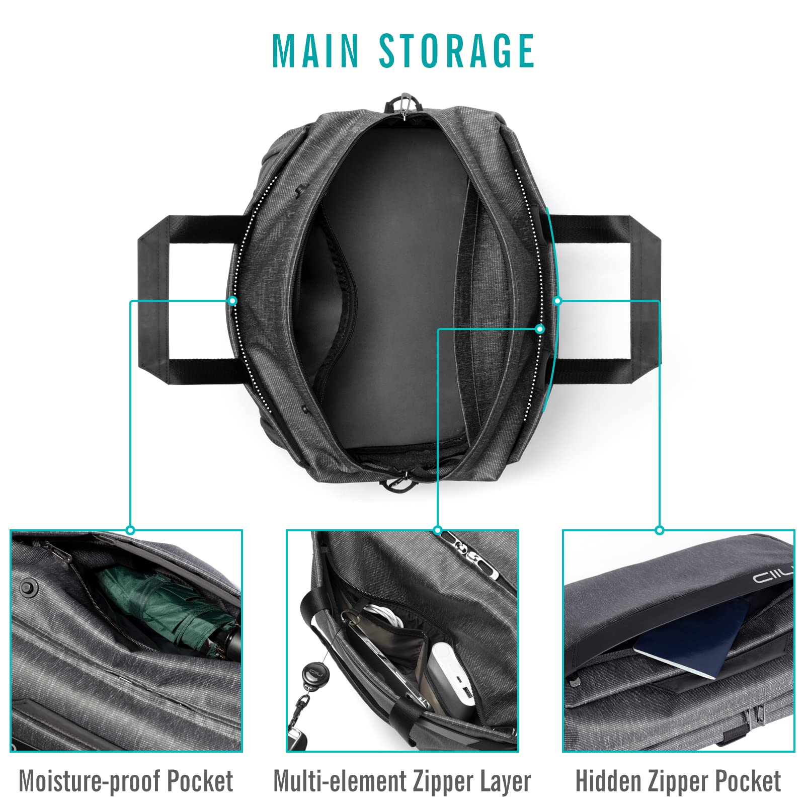 NIID CACHE H1 Hybrid Sling Bag & Duffel Bag - Large Capacity Gym Backpack with Magnetic Closure, Crossbody Shoulder Bag for Men & Women - Perfect for Travel, Sports, Business & Work Commute (Black)