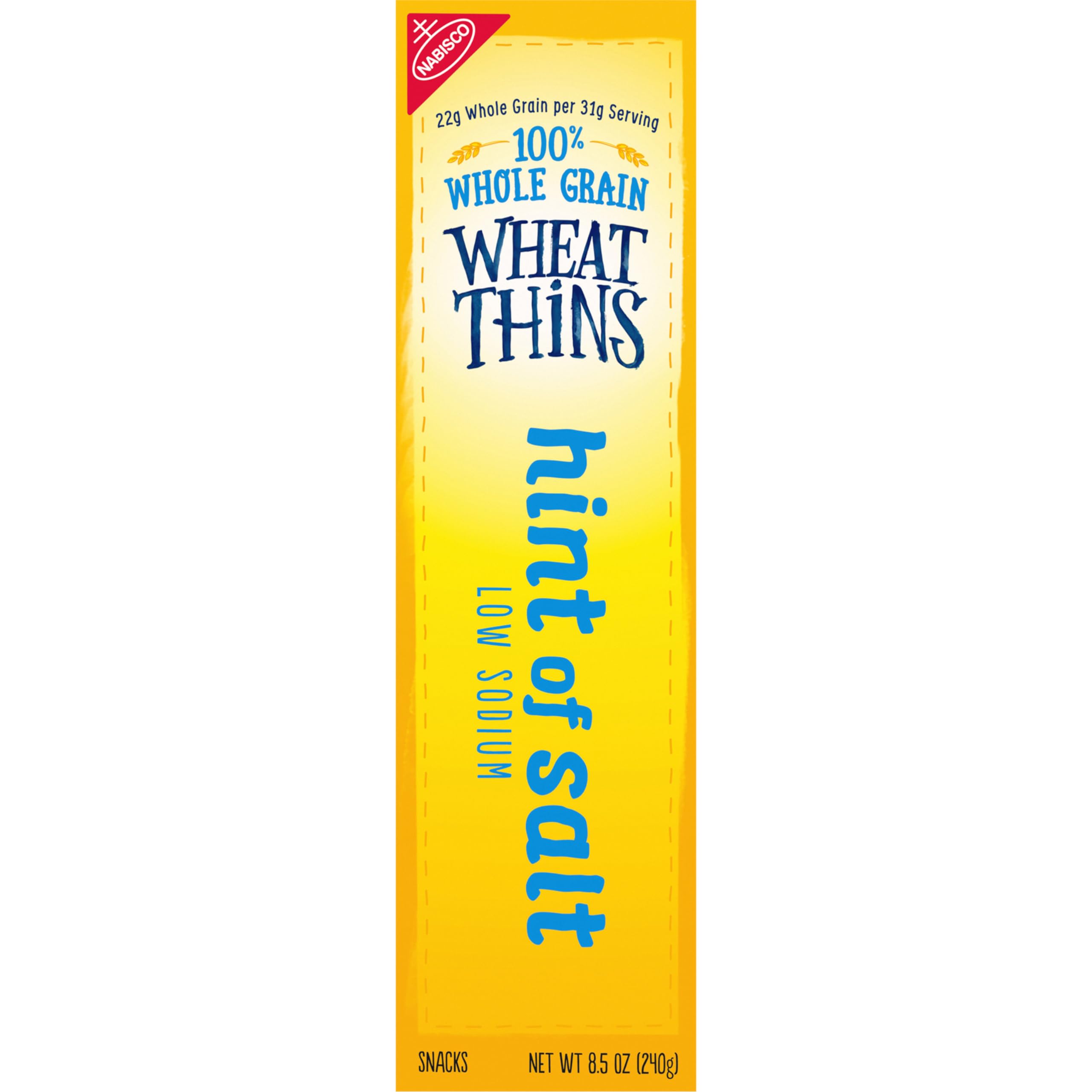 Wheat Thins Hint of Salt Low Sodium Whole Grain Wheat Crackers - Healthy Bulk Snacks (6 Pack, 8.5 oz Boxes) | Perfect for Office, School Lunches & On-the-Go Snacking