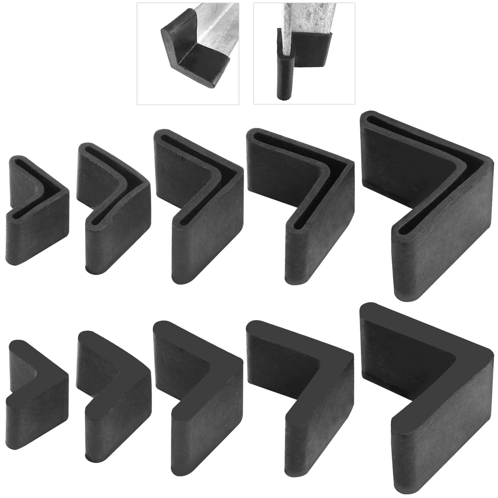 Hilitchi 40-Piece L-Shaped Furniture Angle Rubber Pads - Non-Slip Leg Covers for Bed Frames, Steel Racks & Shelves - Protects Floors & Reduces Noise (Perfect for Home, Office & Dorm Furniture)