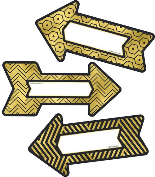 Black and Gold Arrow Cut-Out Discs - Party Decorations, Wall Art, Photo Booth Props for Weddings, Birthdays & Events