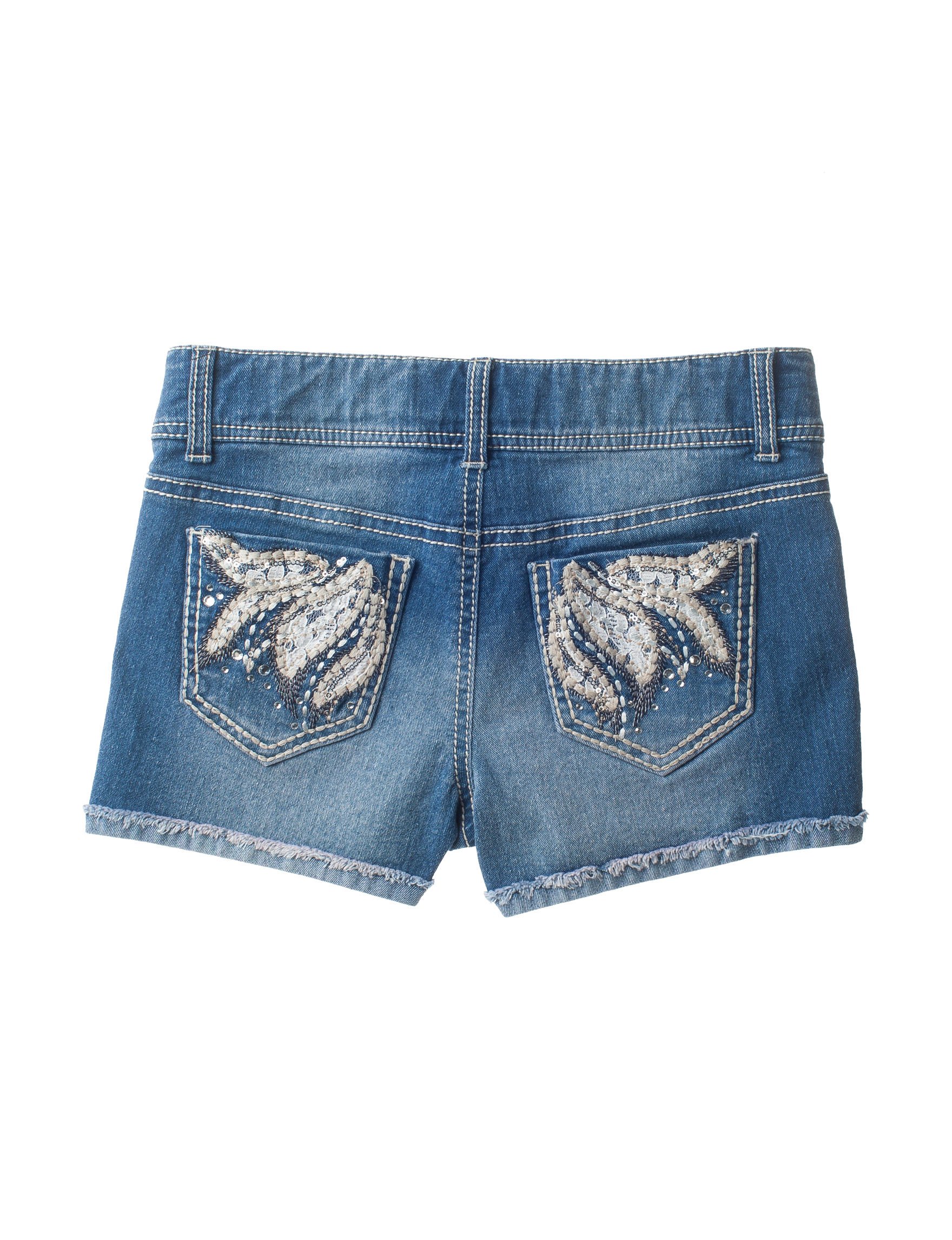 Girls' Feather Sequin Denim Shorts - Distressed High Waist Shorty Jean Shorts for Teens, Size 7 | Perfect for Summer Outfits, Beach Vacations & Music Festivals