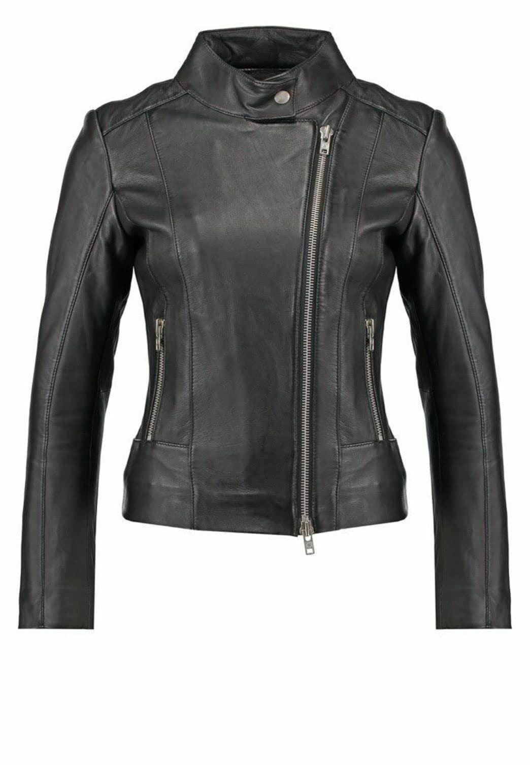 SKADO Women's Genuine Leather Jacket - Soft Lambskin Biker Jacket, Slim-Fit Motorcycle Jacket for Women | Perfect for Riding, Night Out & Casual Wear