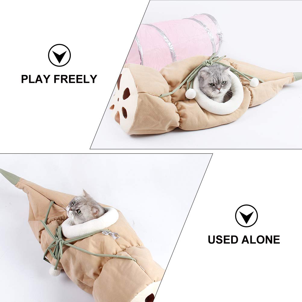 1 Pc Cat Folding Tunnel - Indoor/Outdoor Cat Toy Tent with Hammock & Cave for Kittens, Durable Polyester Cat Tube Bed - Perfect for Playtime, Napping & Hanging in Living Room or Garden