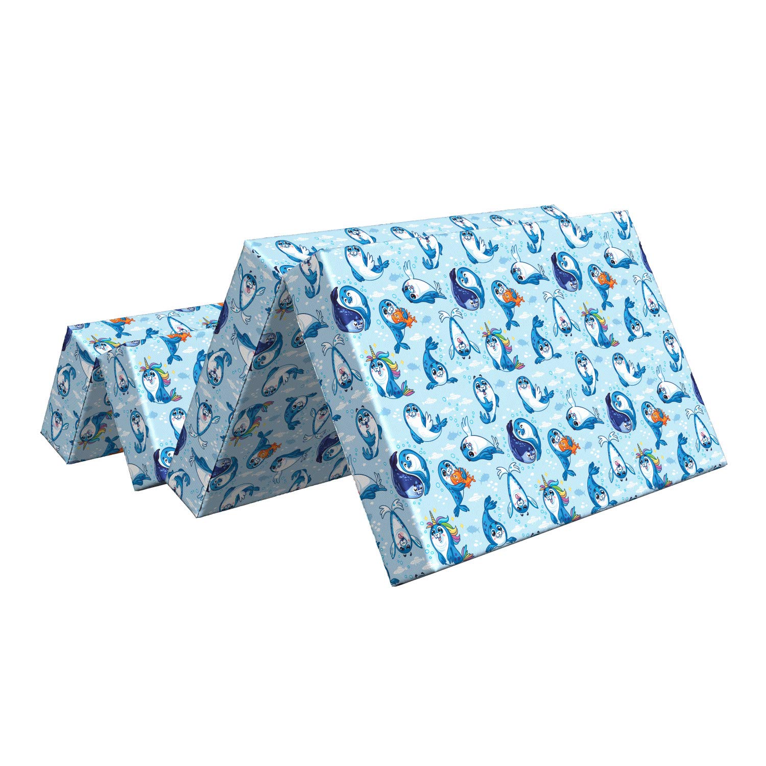 Ambesonne Cartoon Foldable Mattress with Friendly Seal Design, 74.8