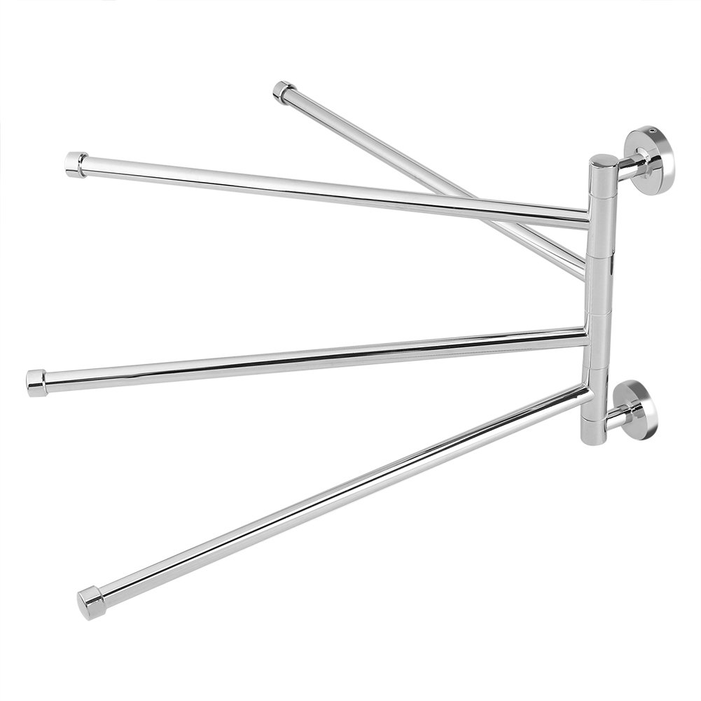 Stainless Steel Rotating Towel Rack - Wall Mounted Hanger Holder with Hooks for Kitchen, Bathroom & Home Organization | Space-Saving Storage Solution for Towels, Robes & Clothes