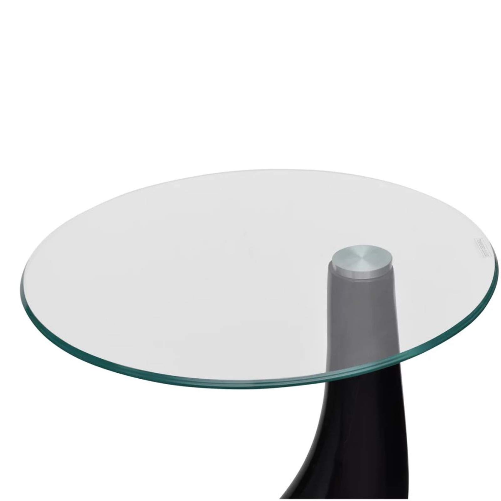 2-Piece Mogou Coffee Table Set with Round Glass Tops - High Gloss Black Finish - Modern Living Room & Office Furniture - Perfect for Home Decor, Entertaining Guests, and Small Space Solutions