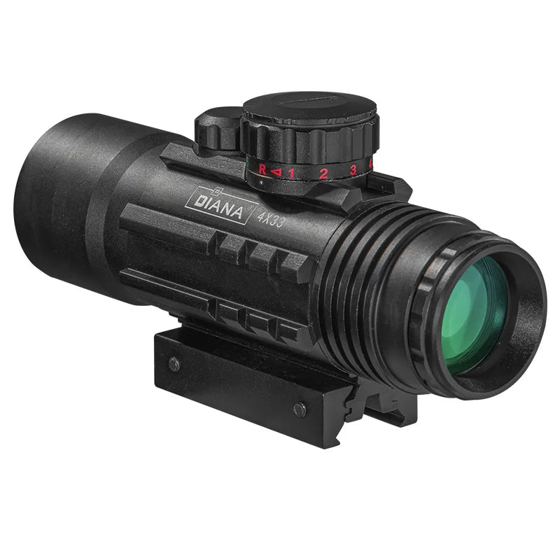 DIANA 4X33 Green & Red Dot Sight Scope - Tactical Rifle Scope for Hunting | Compatible with 11mm & 20mm Rails | Perfect for Outdoor Shooting & Target Practice