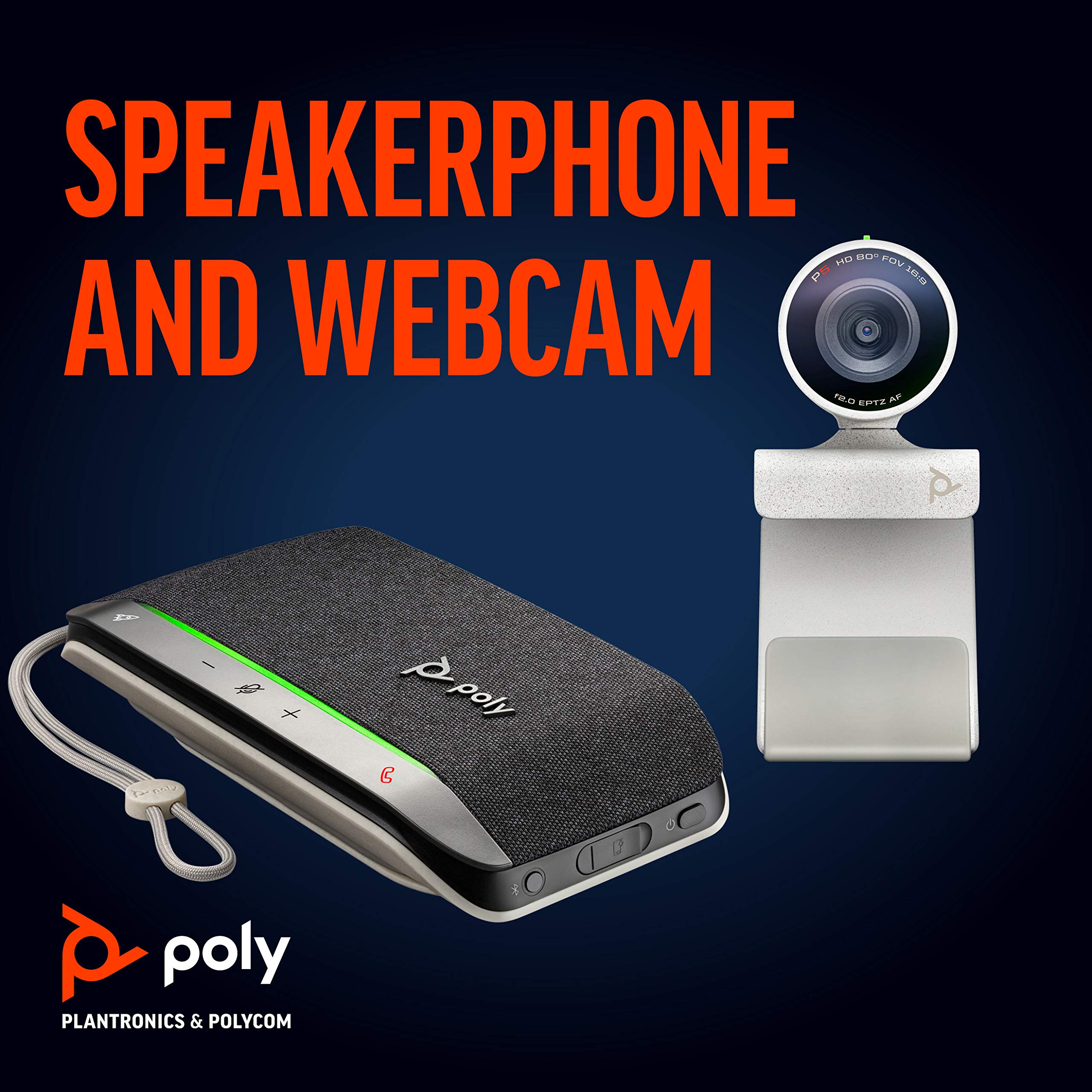 Poly Studio P5 Video Conference Kit with Poly Sync 20+ | 1080p HD Webcam & Bluetooth Speakerphone | Professional Hybrid Work Solution for Home Office, Remote Meetings & Team Collaboration (Gray)