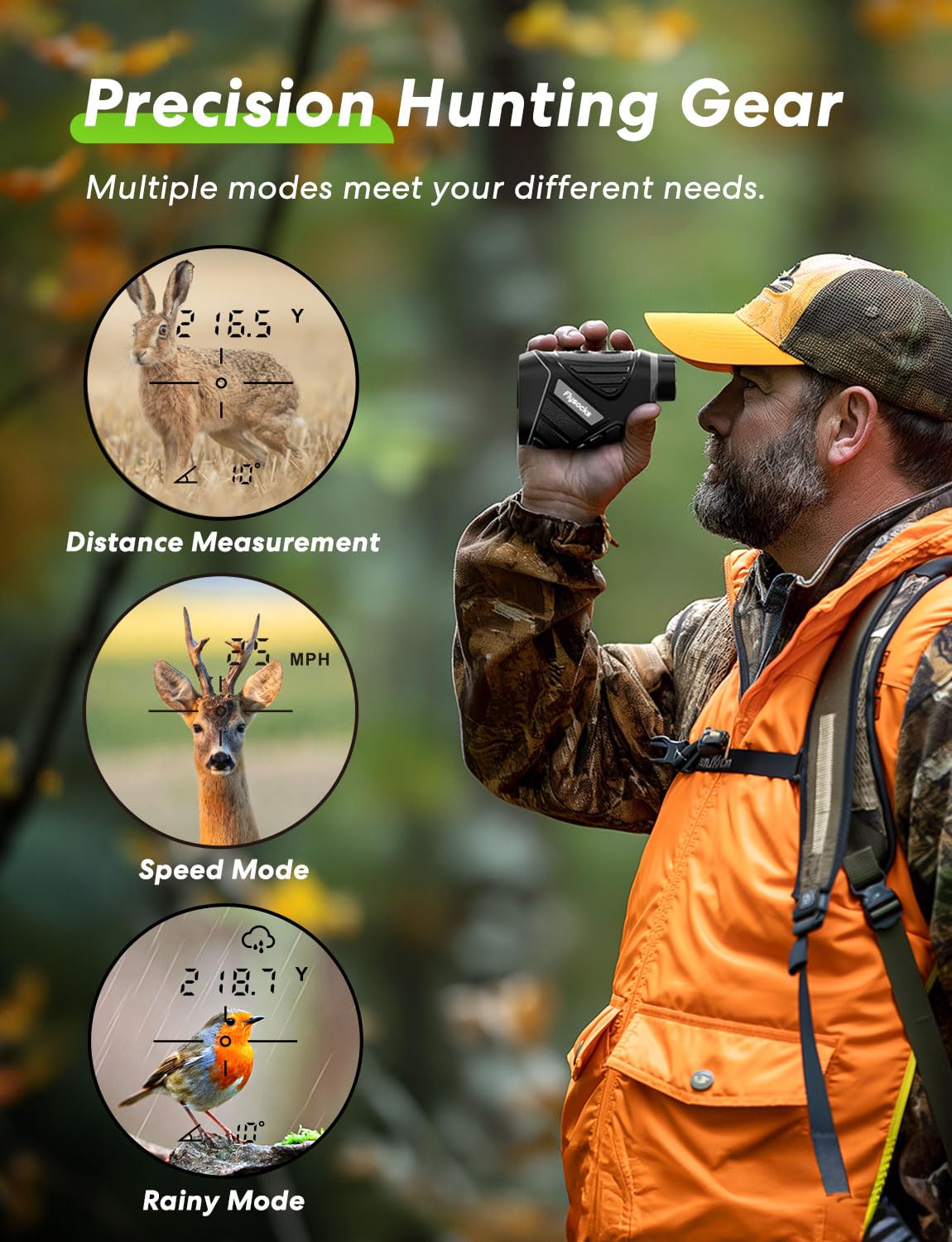 2000Y Hunting Rangefinder with Rechargeable Battery - 7X Zoom Laser Range Finder for Shooting & Golf | Slope Mode, High Accuracy | Perfect for Outdoor Hunting, Target Practice & Golfing
