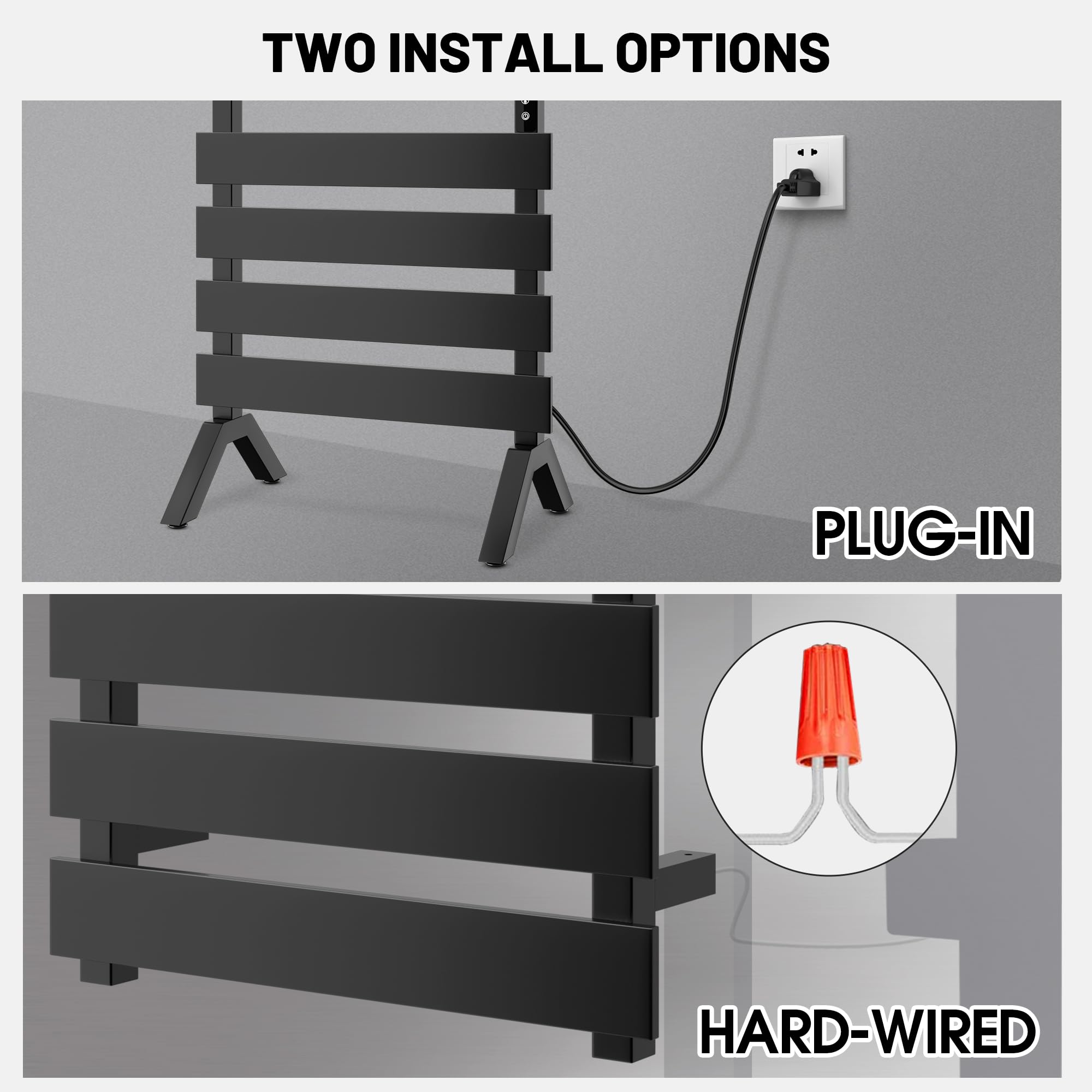 Freestanding Heated Towel Rack for Bathroom - Electric Towel Warmer & Dryer - Matt Black Finish - Perfect for Spa, Luxury Bathrooms & Cold Weather Comfort