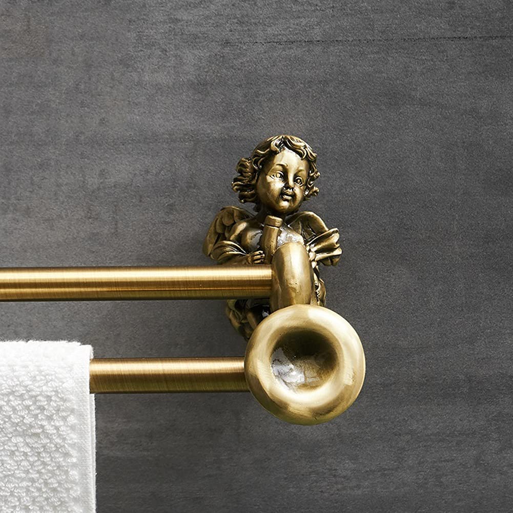 Bronze Wall Mounted Towel Shelf & Hook Set - Classic Angel Design Bathroom Organizer for Towels, Robes, and Home Decor | Perfect for Small Bathrooms, Vanities, and Spa-Style Showers