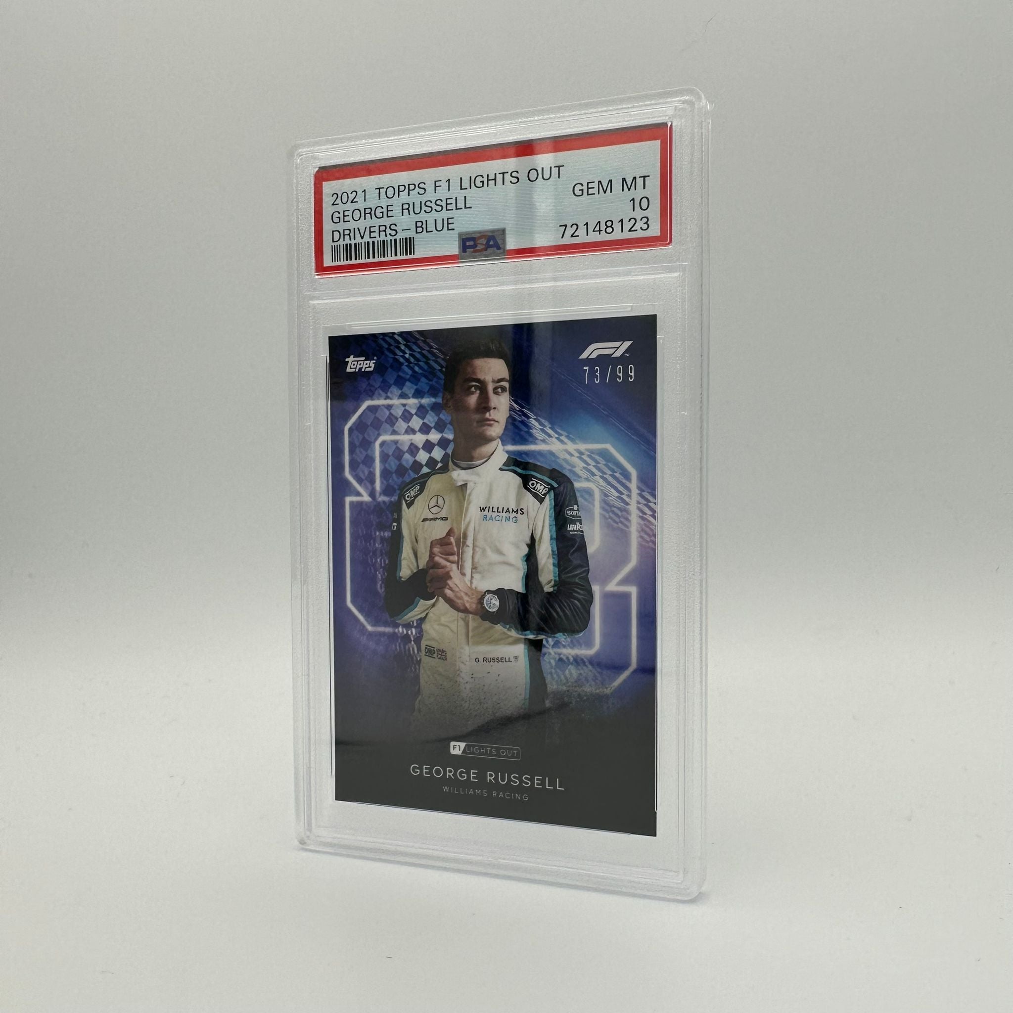 PSA 10 Graded 73/99 Russell George Drivers Blue Parallel Baseball Card - Perfect for Collectors, Display, and Investment