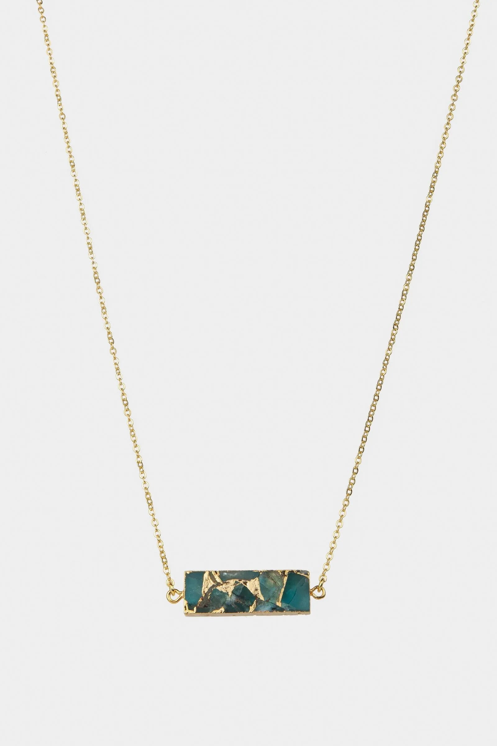 Mojave Rectangle Stone Pendant Necklace for Women - Handmade Boho Jewelry with Natural Gemstone - Perfect for Casual Wear, Layering & Gift Giving