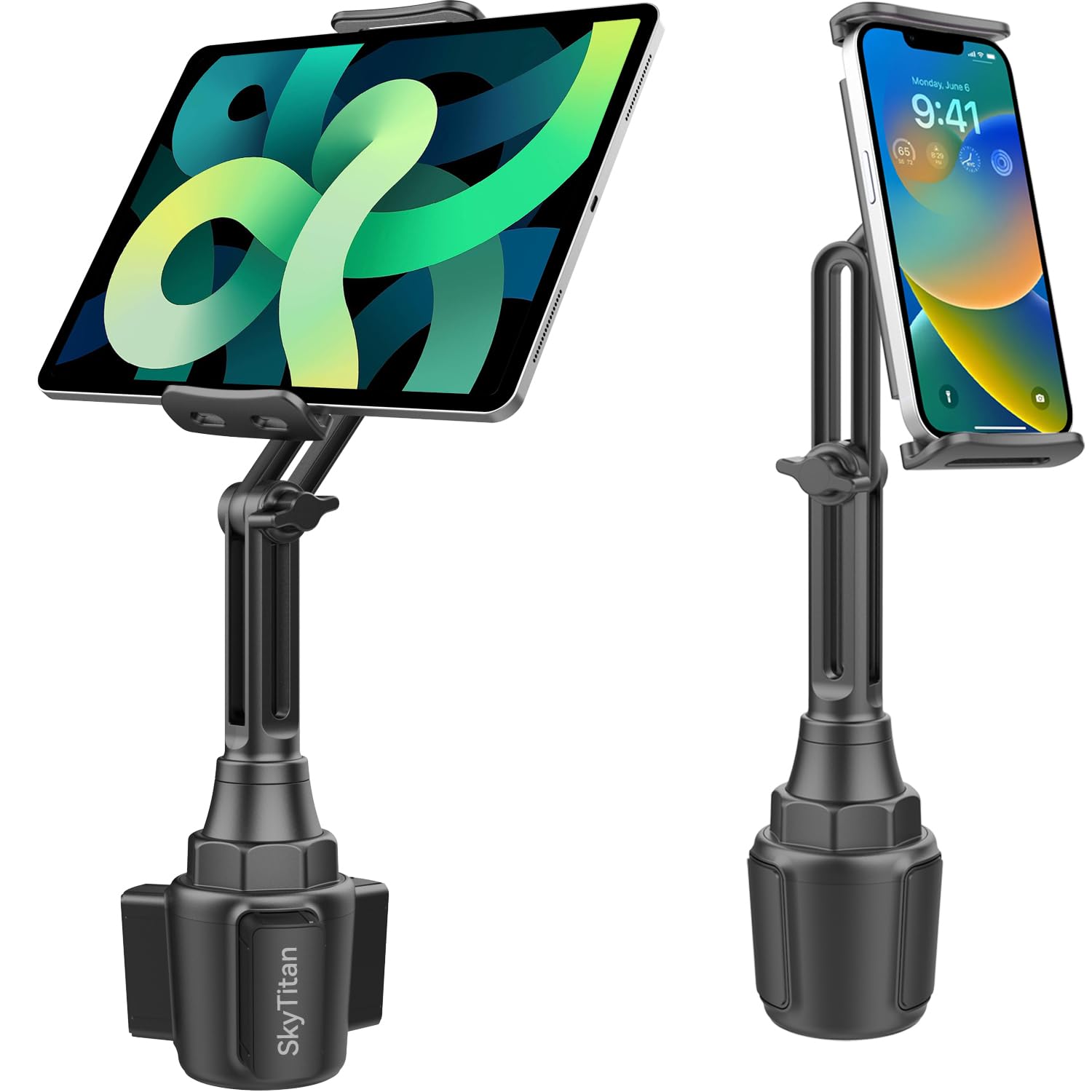 Adjustable Car Cup Holder Mount for iPad & Samsung Tablets (5-11
