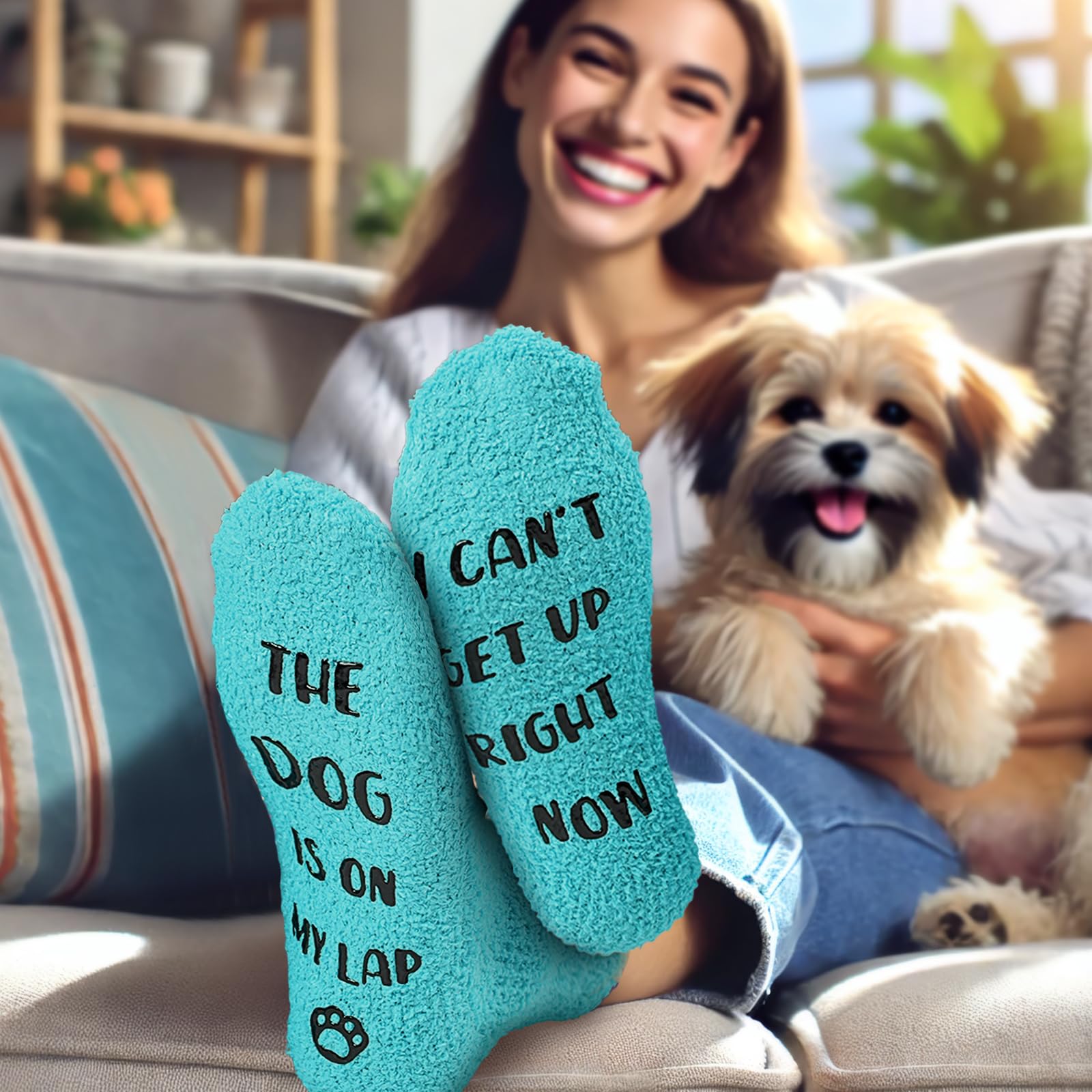 Funny Dog Mom Gifts for Women - Cozy Fuzzy Dog Socks with Cute Paw Prints - Perfect Christmas Stocking Stuffers & Birthday Presents for Dog Lovers - Great for Relaxing at Home or Dog Walking Adventures