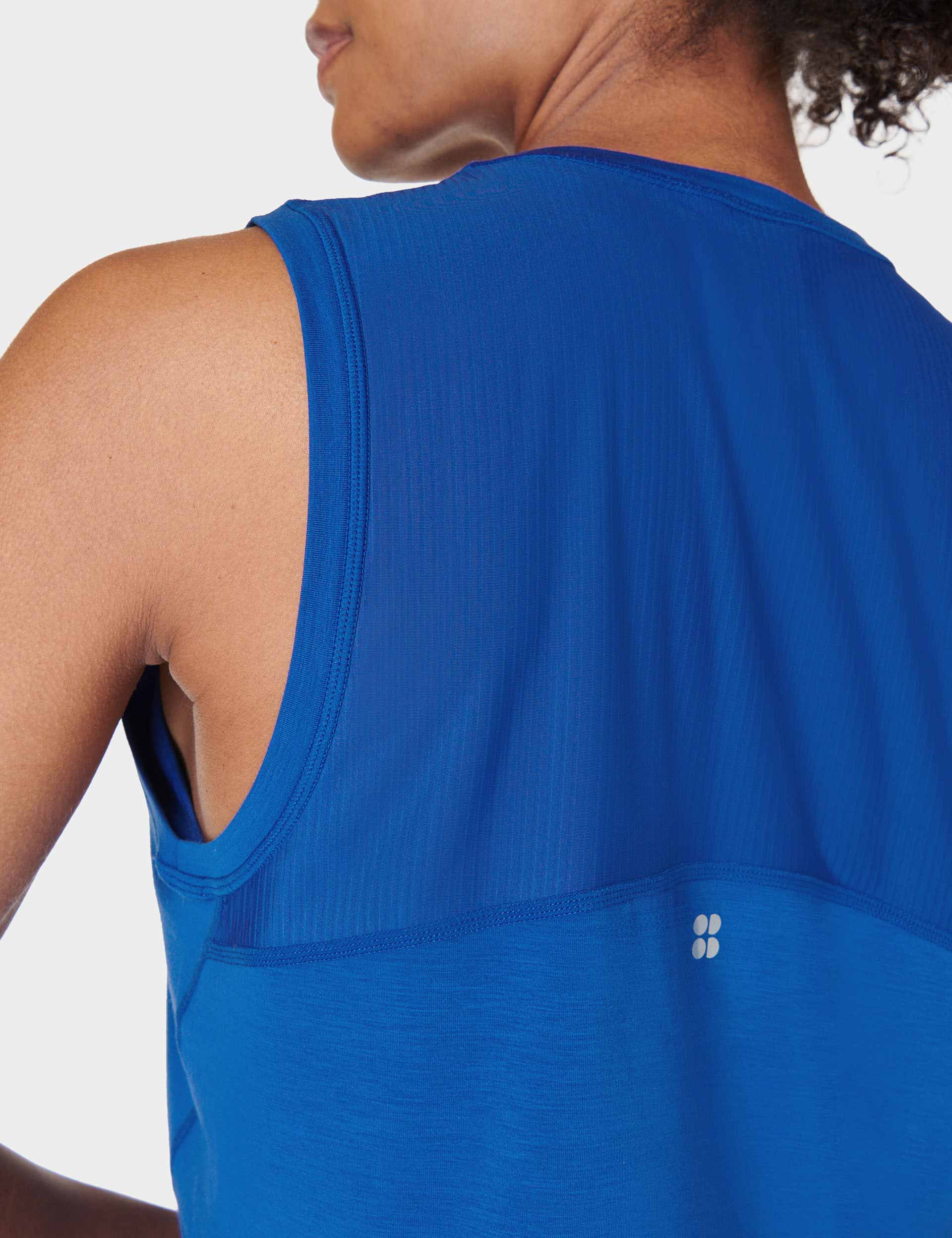 Breathe Easy Crop Muscle Vest - Lightning Blue | Women's Workout Tank Top for Yoga, Running & Gym | Moisture-Wicking & Comfortable