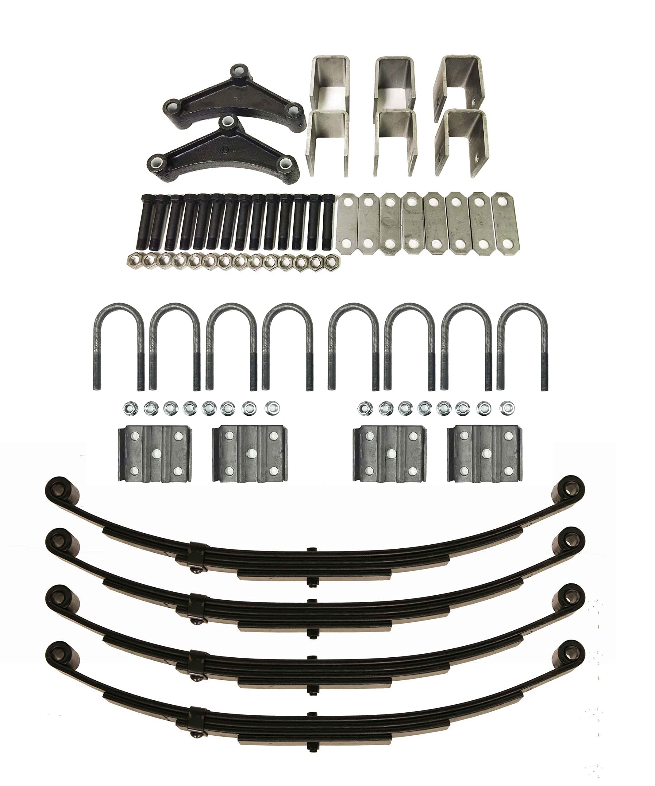 3500lb Tandem Trailer Axle Suspension Kit - Heavy Duty Leaf Springs with U-Bolt & Hanger Kit - Perfect for Boat Trailers, Utility Trailers & RV Trailers