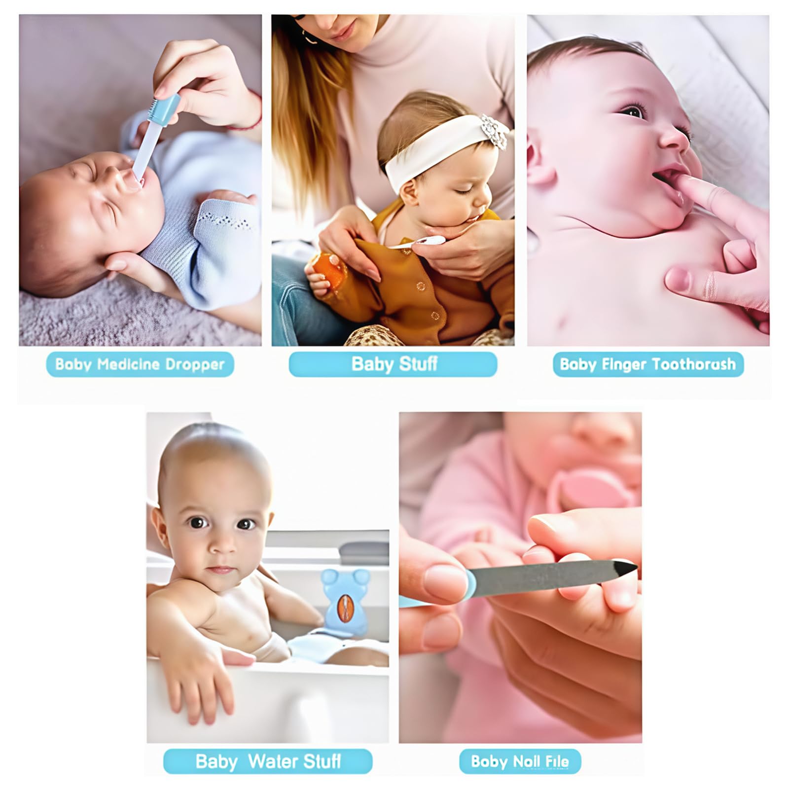 **26-in-1 Baby Healthcare & Grooming Kit – Portable Newborn Safety Care Set with Nail Clippers, Brush & More – Perfect for Travel, Home & Hospital Use (Blue)**