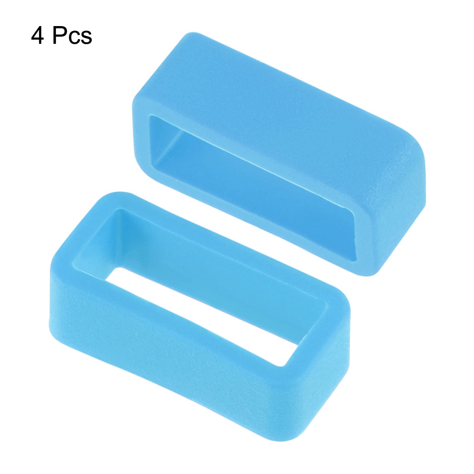 uxcell 16mm Light Blue Silicone Watch Band Strap Loops - 4 Pcs Rubber Replacement Fastener Rings Holder Keeper for Sports, Casual & Dress Watches