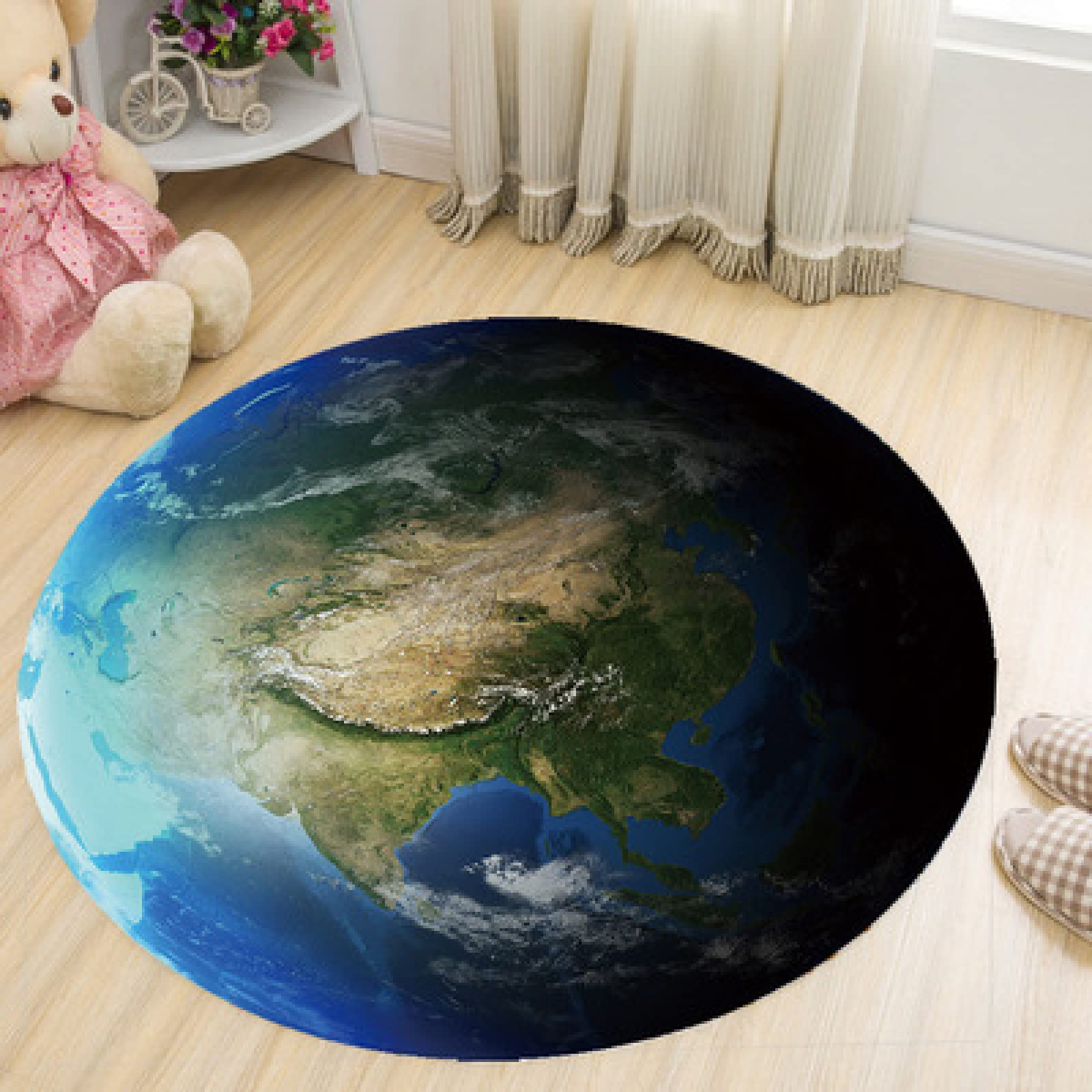 JUEWEIER Round Earth Carpet - Non-Slip Area Rug for Living Room, Bedroom, Office Chair & Bedside Floor Mat - Soft Home Decor for Cozy Spaces
