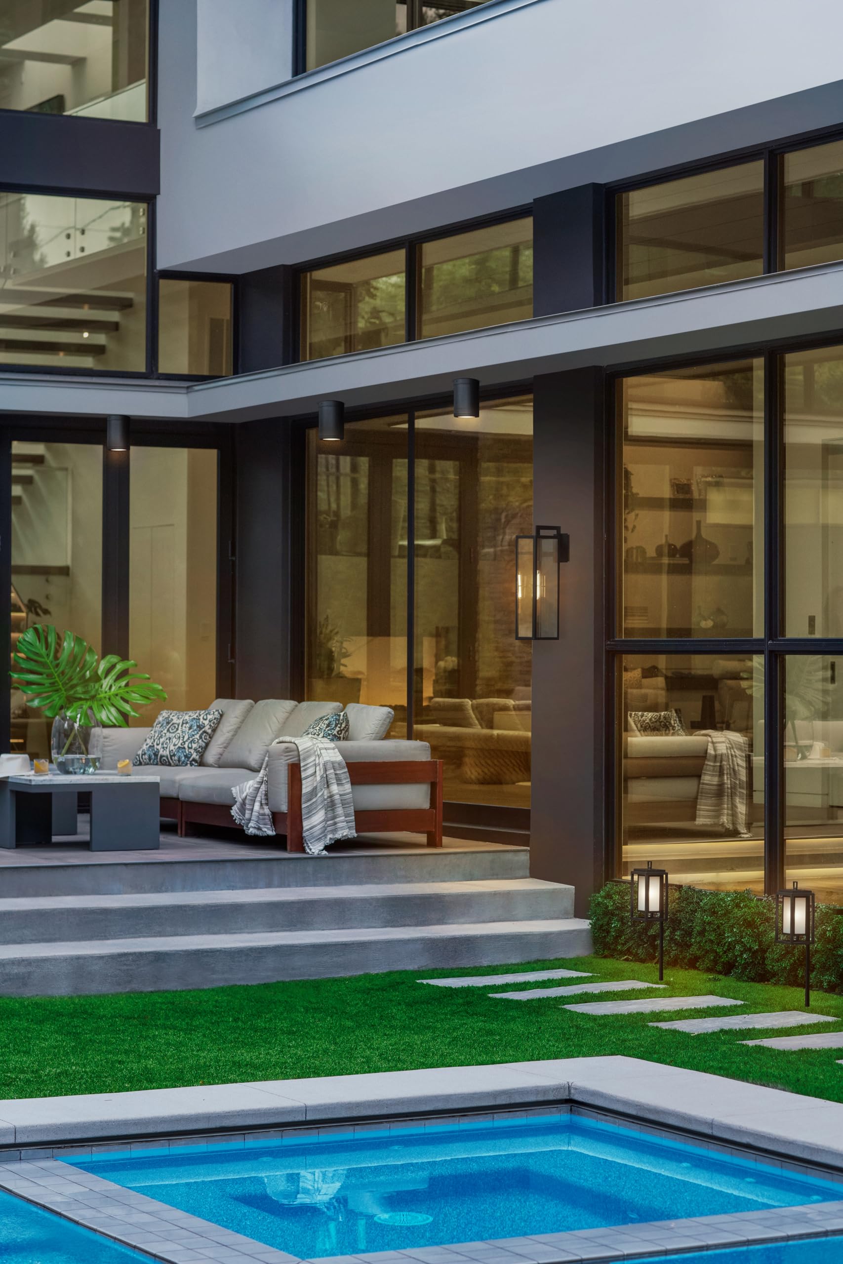 Hinkley Republic 1005BK Large Outdoor Wall Mount Lantern - Modern Black Composite Exterior Light with Anti-Fading Finish - Perfect for Porch, Patio, and Entryway Lighting
