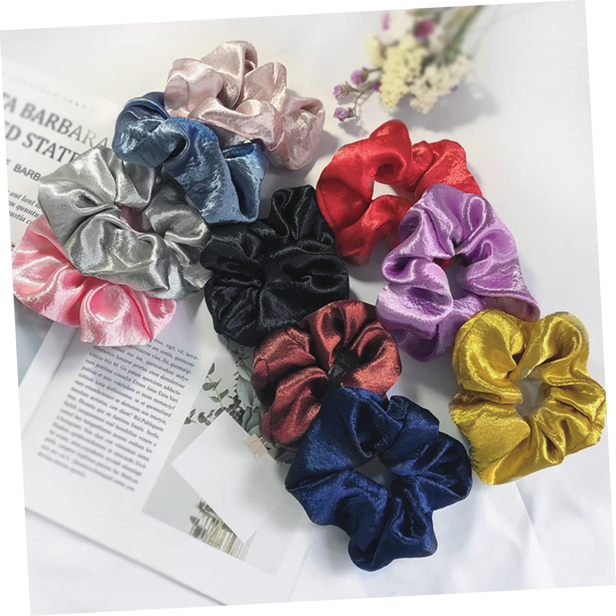 Minkissy 10 Pack Solid Velvet Hair Bands - Soft Ponytail Holders for Women & Girls, No-Slip Hair Ties & Hair Rings (Black) - Perfect for School, Work, Gym, and Everyday Use