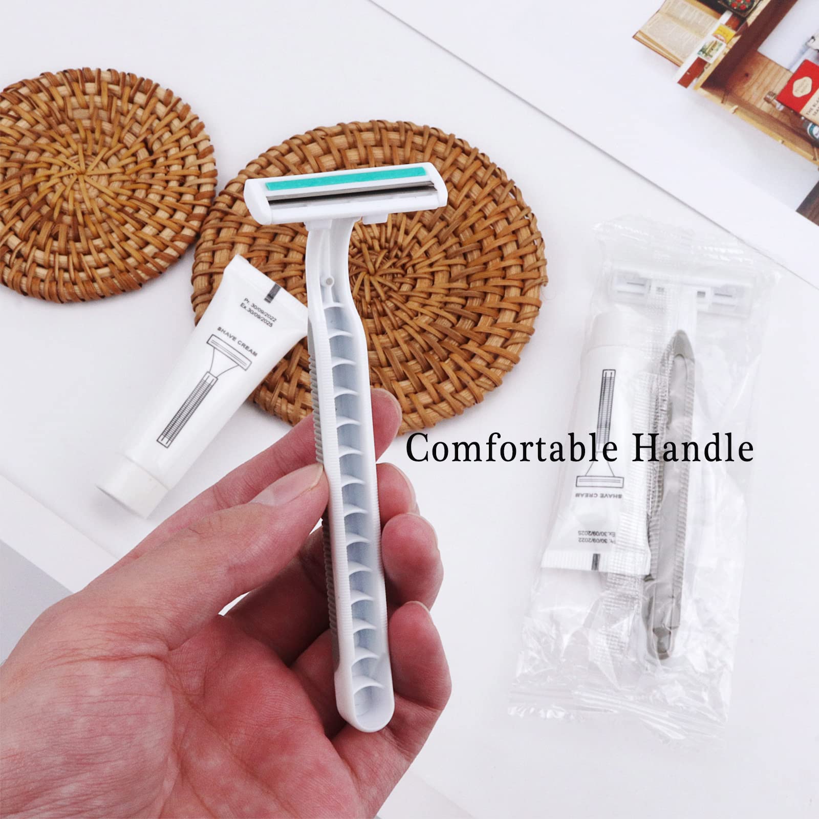 30-Pack Bulk Disposable Razors - Twin Blade Shaving Razors with Shaving Cream & Clear Cap - Individually Wrapped Gray Razors for Travel, Hotels, Shelters & Charity Donations - Perfect for Grooming Kits, Emergency Preparedness & Hygiene Essentials