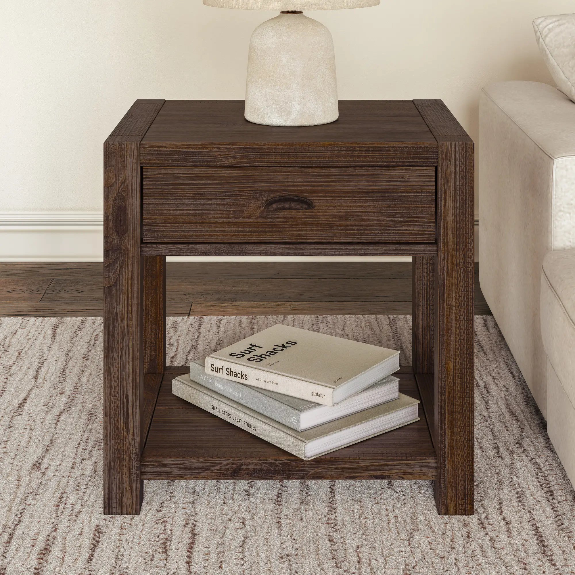Modern Montauk End Table - Stylish Nightstand for Bedroom, Living Room & Office - Compact Side Table with Storage Shelf - Perfect for Small Spaces, Apartments & Dorm Rooms