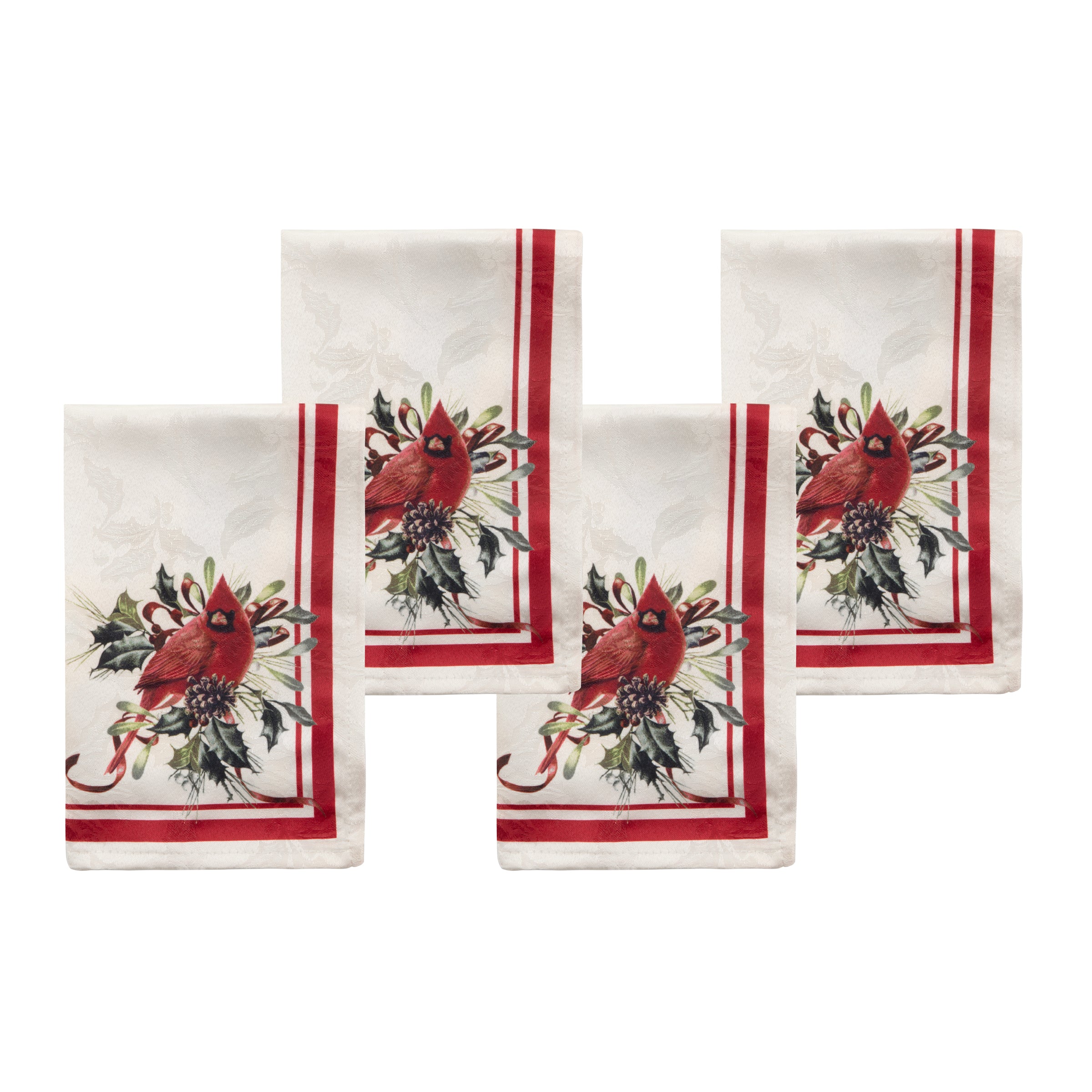 Festive Holiday Winter Greeting Dinner Napkins Set of 4 - Perfect for Christmas Parties, Family Gatherings & Seasonal Table Decor