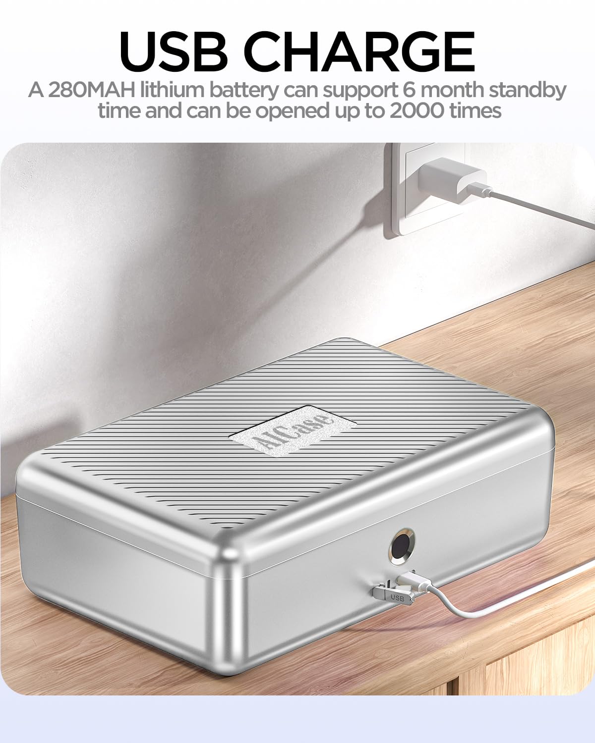 AICase Biometric Fingerprint Safe Box - Portable Security Lock Box for Money, Jewelry, Documents - Home, Office, Car & Travel Use - Digital Combination Lock for Secure Storage