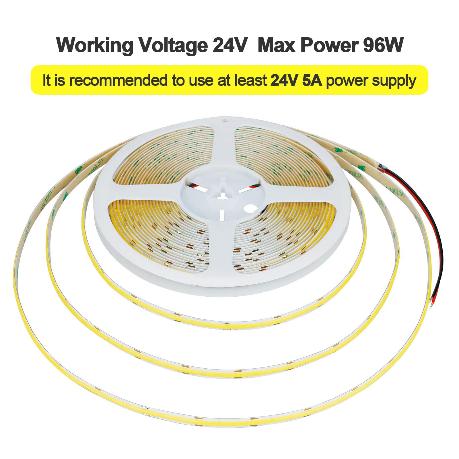 32.8ft 24V COB LED Strip Light - 6000K Cool White, 3840 LEDs, 6800lm, CRI 93+, Dot-Free Uniform Glow, Flexible IP20 Non-Waterproof Tape Light for DIY Home, Cabinet, Bedroom Decor - Perfect for Under Cabinet Lighting, Accent Walls & Creative Interior Design (Power Supply Not Included)