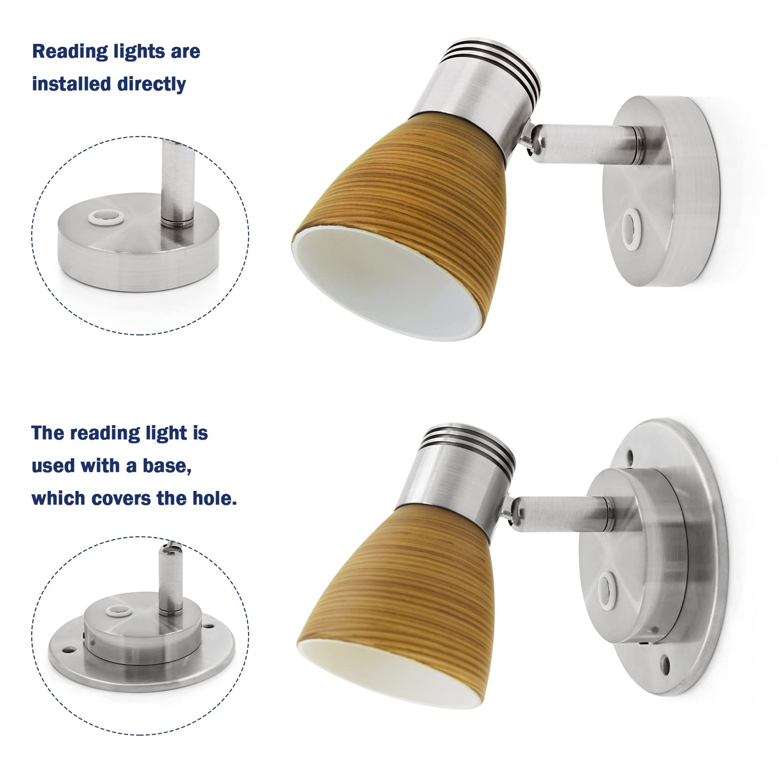 Stainless Steel THALASSA Boat Reading Light Mounting Plate - Brushed Base Cover for LED Reading Lamps Installation (Plate Only, No Lamp) - Perfect for Marine Cabin Lighting & RV Night Reading