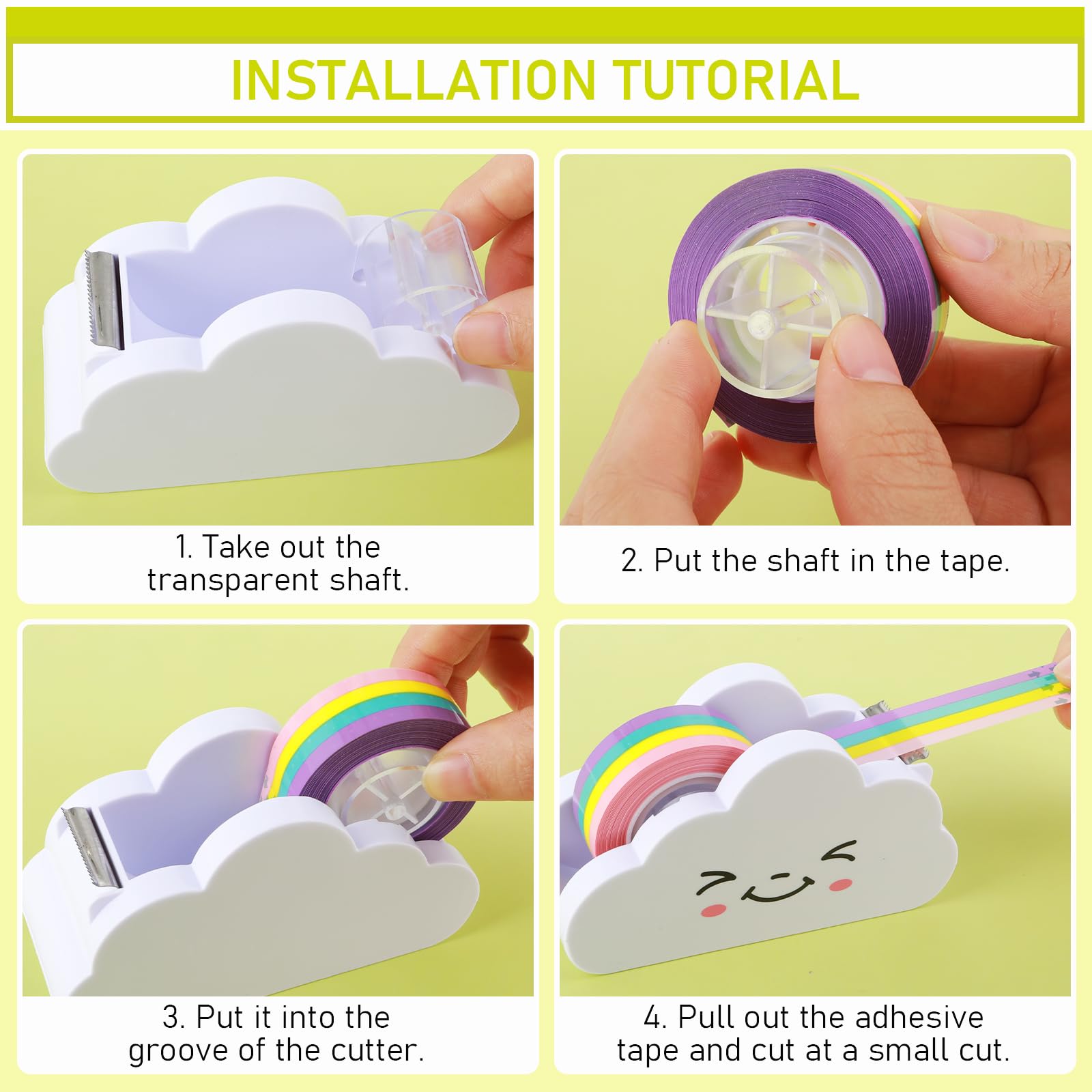 Cloud-Shaped Tape Dispenser with Rainbow Design - Cute Desktop Tape Cutter for Home, School & Office | Perfect for Stationery, Packaging, Wrapping & Craft Supplies | Ideal for DIY Projects, Gift Wrapping & Organization