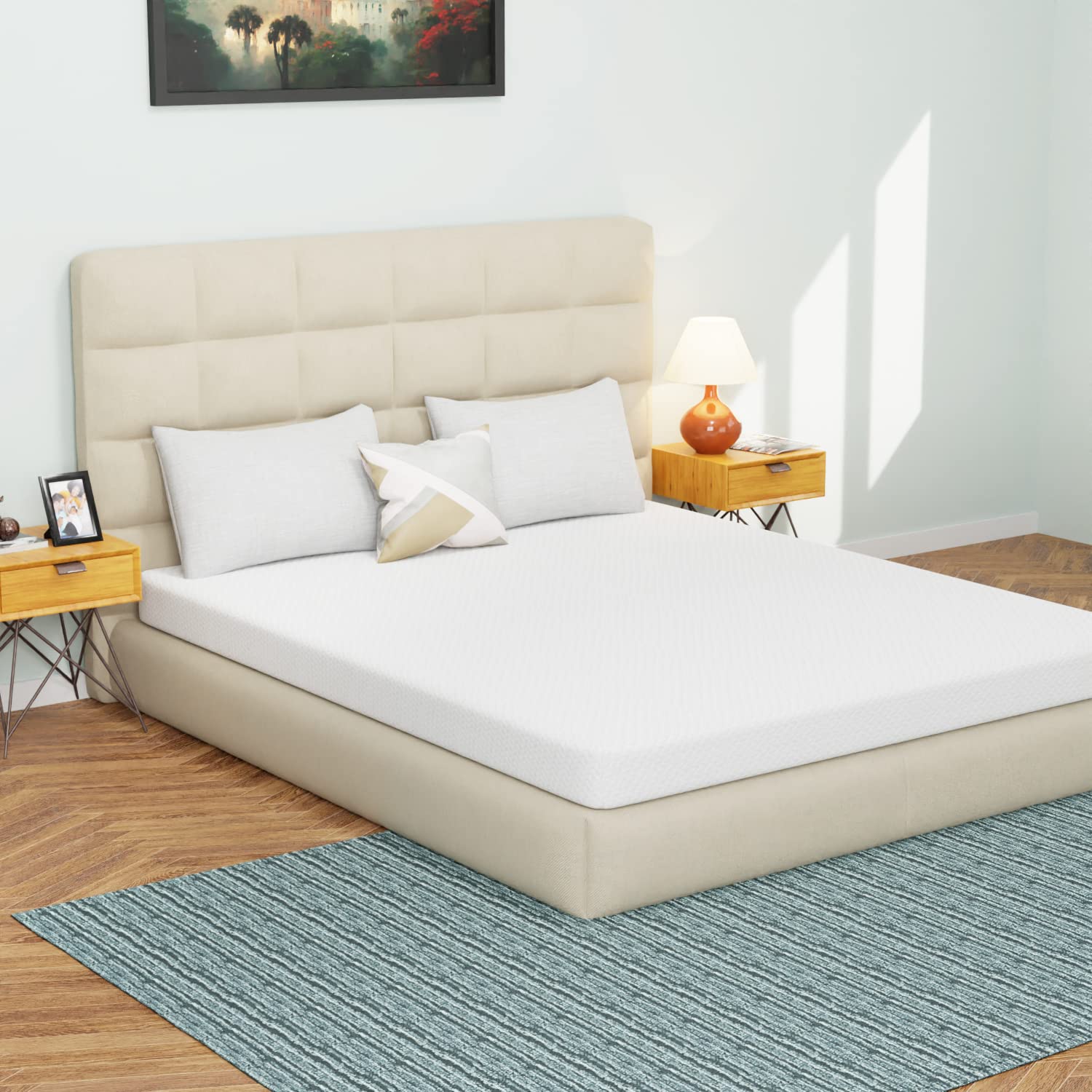 5 Inch Queen Memory Foam Mattress with Cooling Gel & Green Tea Infusion - Medium Firm, CertiPUR-US Certified, Bed-in-a-Box, Pressure Relieving - Perfect for Hot Sleepers & Back Pain Relief - Queen Size, White