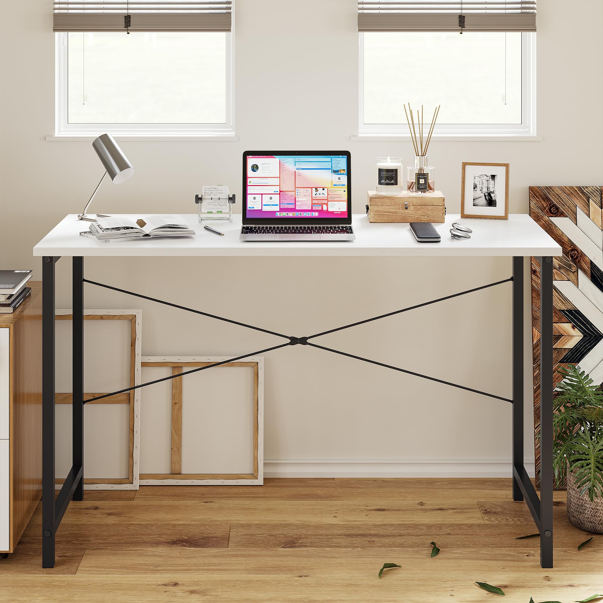 CubiCubi 40 Inch Computer Desk - Modern Simple Style Home Office Desk for PC, Study, Writing - Sturdy White Workstation for Small Spaces, Gaming & Remote Work