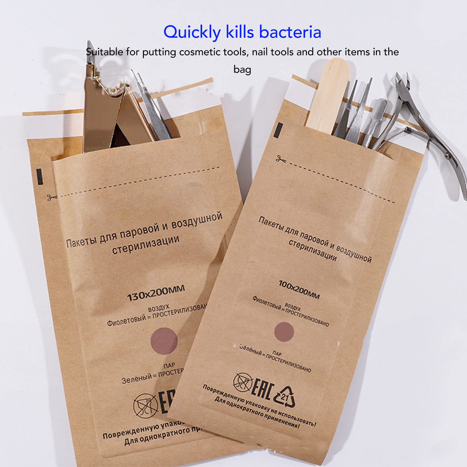 100PCS Disposable Self-Sealing Sterilization Bags for Nail Tools & Dental Instruments (100x200mm) - Perfect for Nail Salons, Dental Clinics & Home Beauty Care