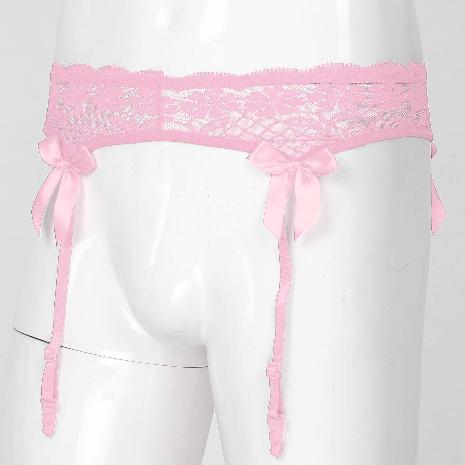 ACSUSS Men's Sheer Lace Suspenders - Adjustable Elastic Waistband Garter Belt with Bowknot for Stockings | Crossdressing & Lingerie Fashion | Perfect for Cosplay, Role Play and Sensual Occasions