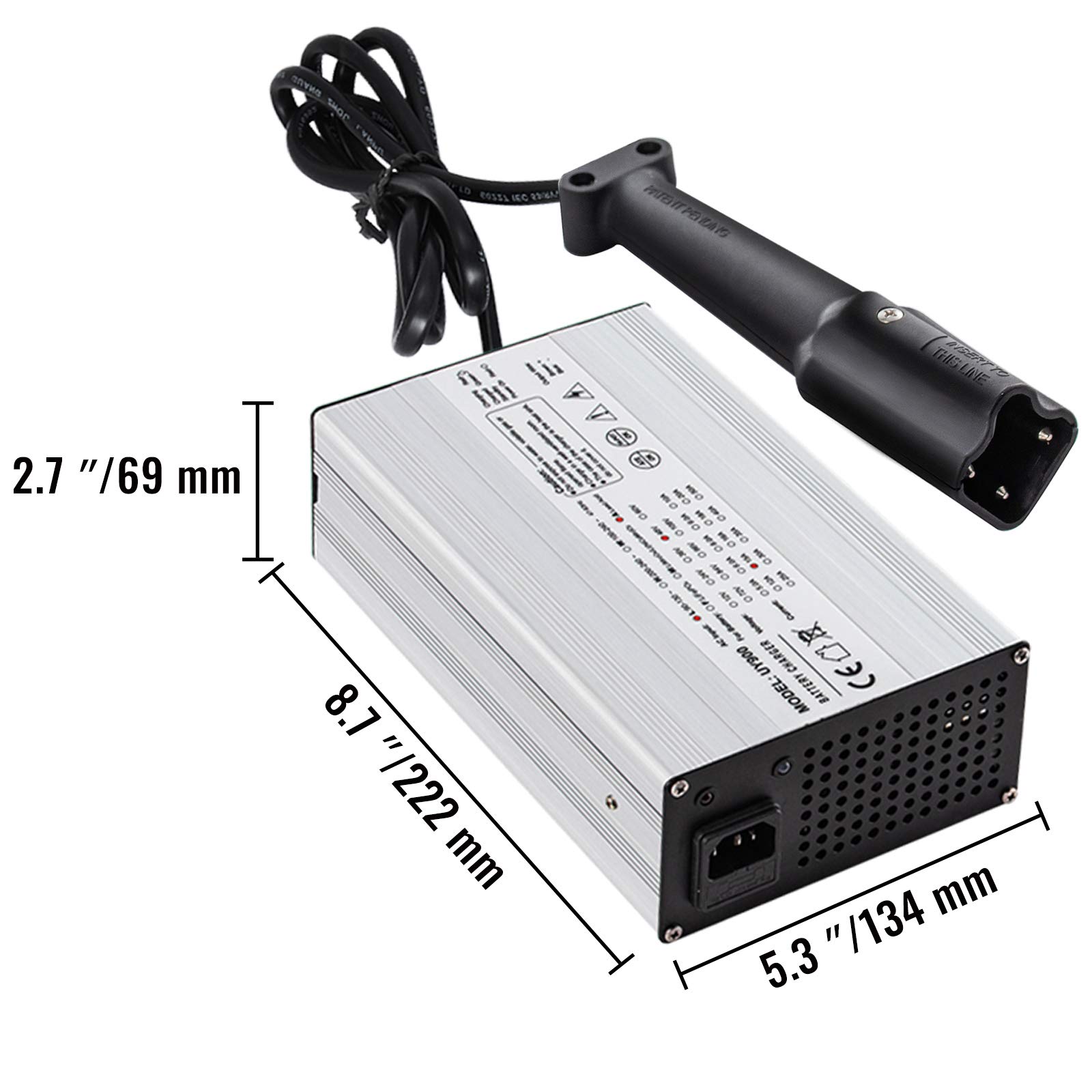 VEVOR 48V 15A Golf Cart Battery Charger for Club Car, EZ GO, Yamaha - Aluminum Shell Power Wise with LED Display | Fast Charging for Golf Carts, Utility Vehicles & Outdoor Power Equipment